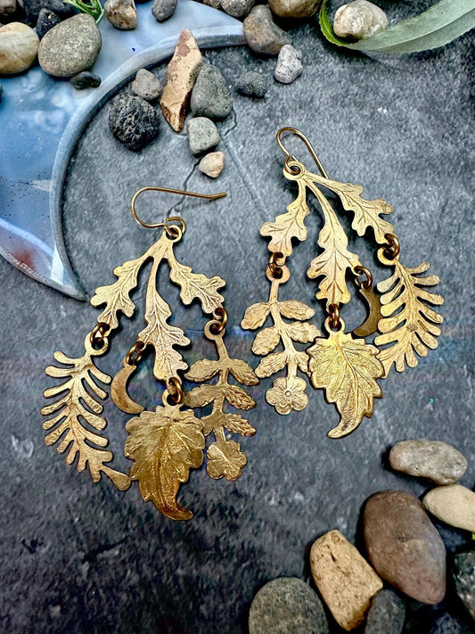 Harvest Moon Earrings- Handmade Beaten Solid Brass
