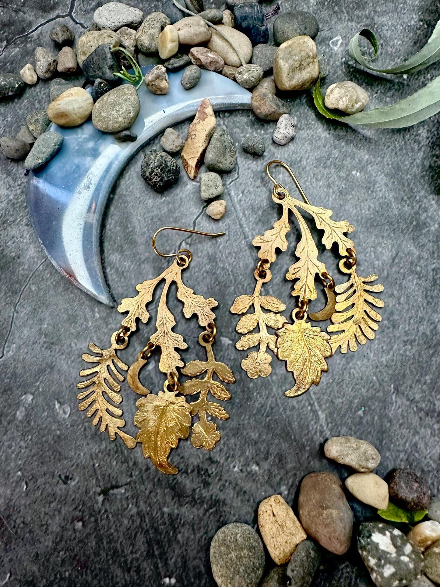 Harvest Moon Earrings- Handmade Beaten Solid Brass