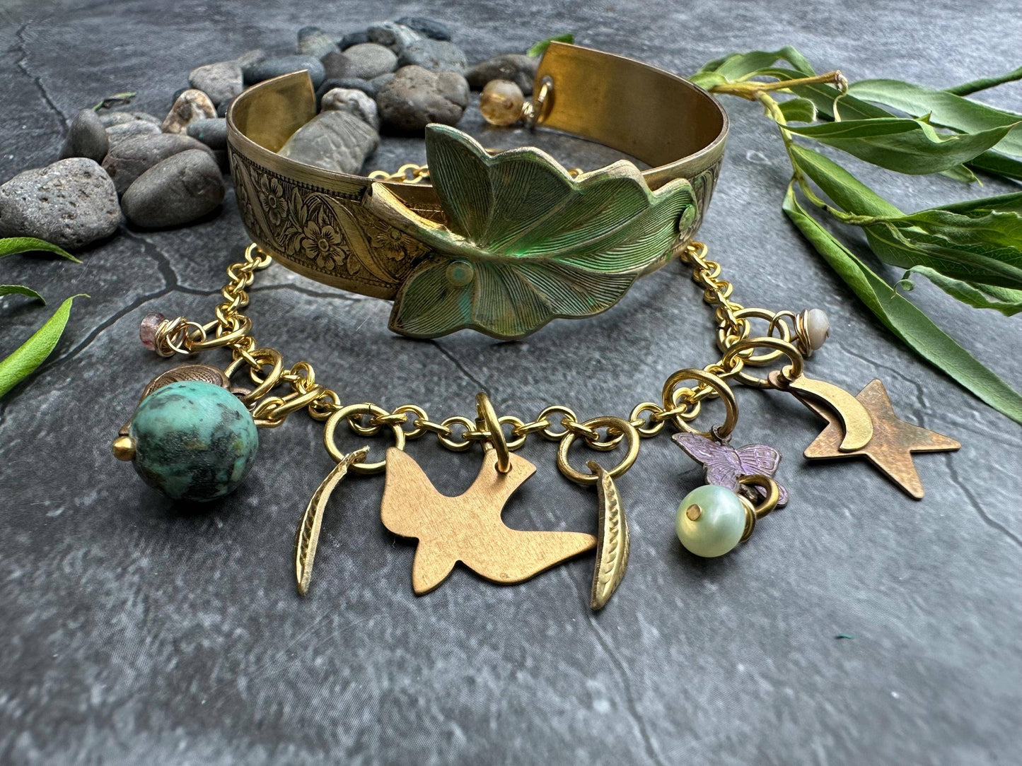 Bird Moon Butterfly Charm Bracelet