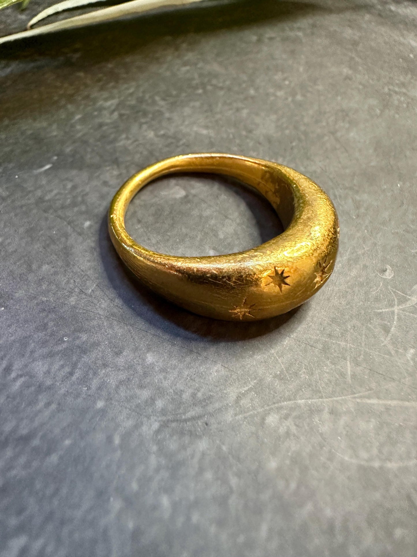 Night Skies- Domed Star Ring - 10k Gold over Pewter - size 8