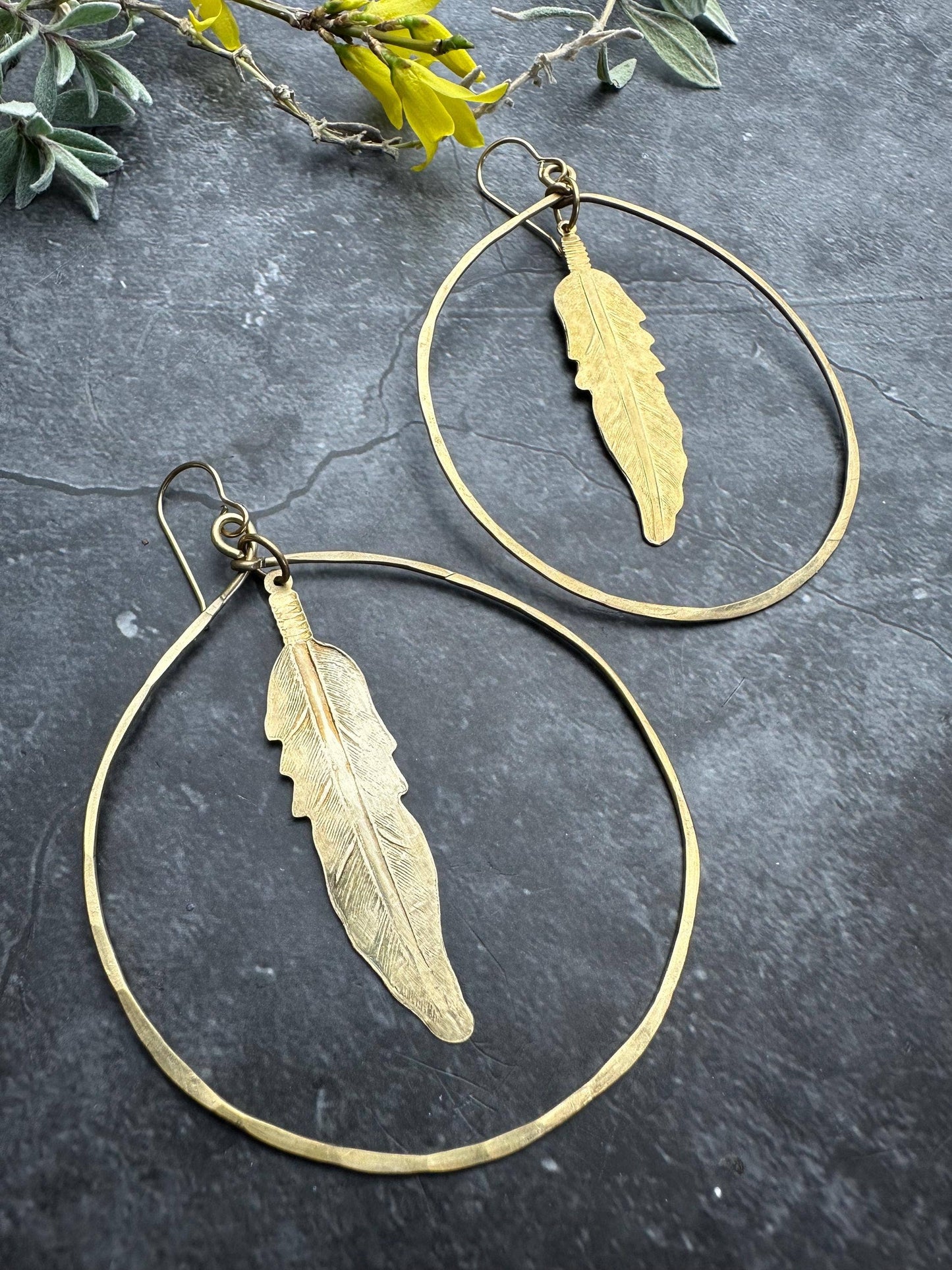 Spirit Feather Hoop Earrings