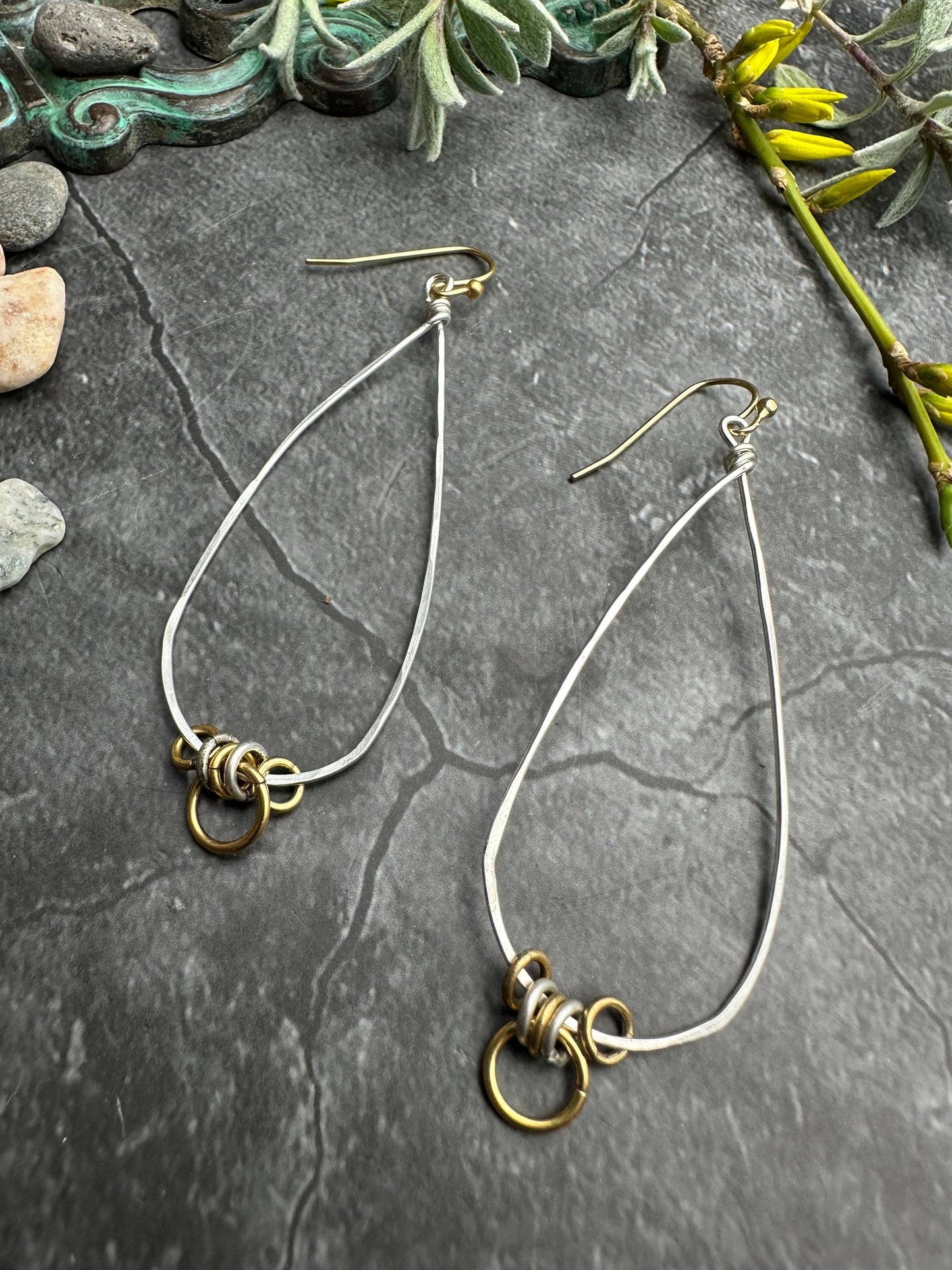 Mixed Metal Teardrop Earrings