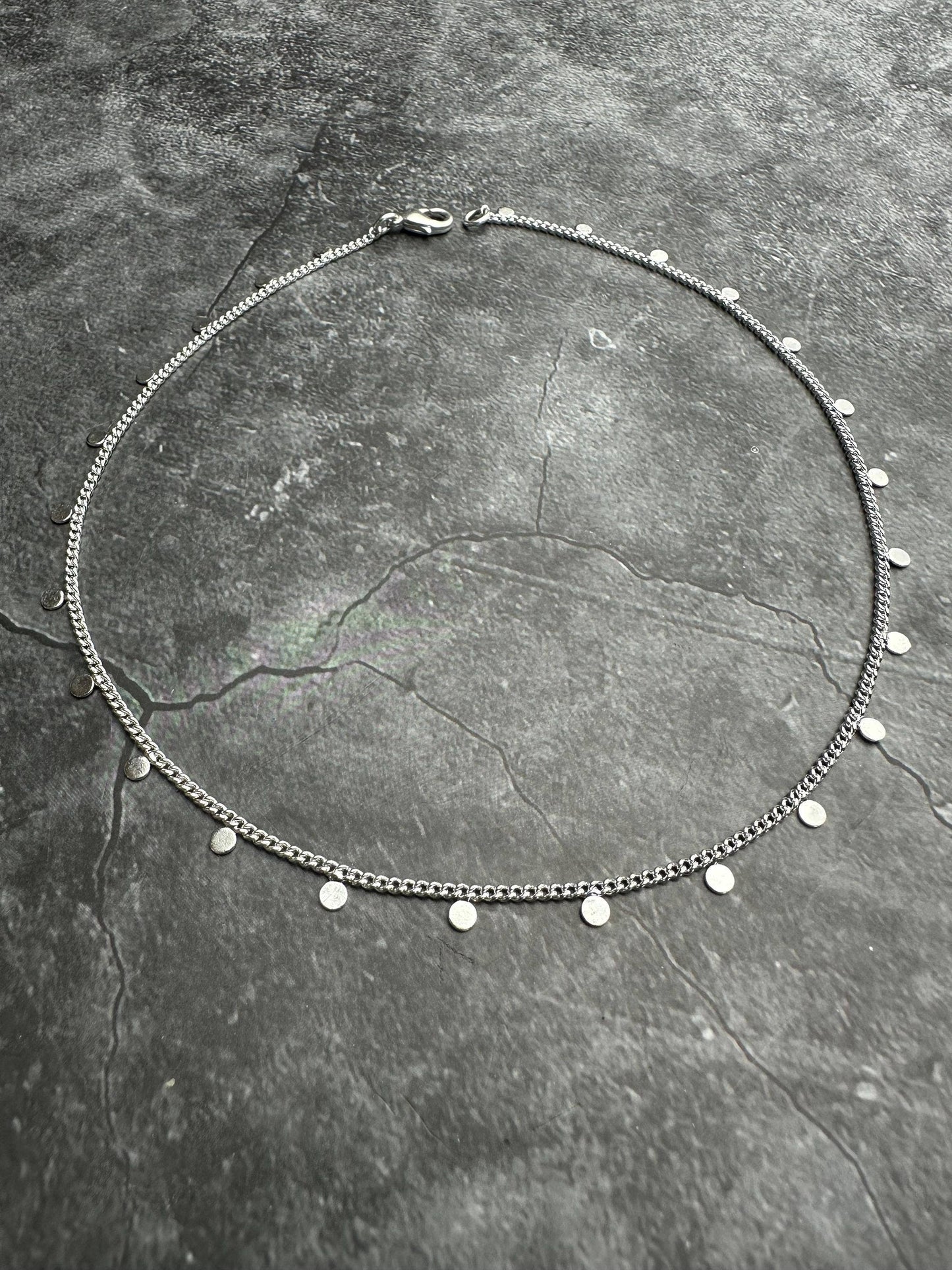 Coin Chain Layering Necklace - Bright Sterling Silver Plated