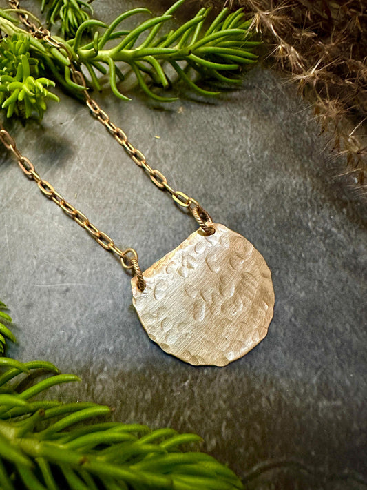 Simple Shape Necklace- Hand Hammered Solid Brass- 16in