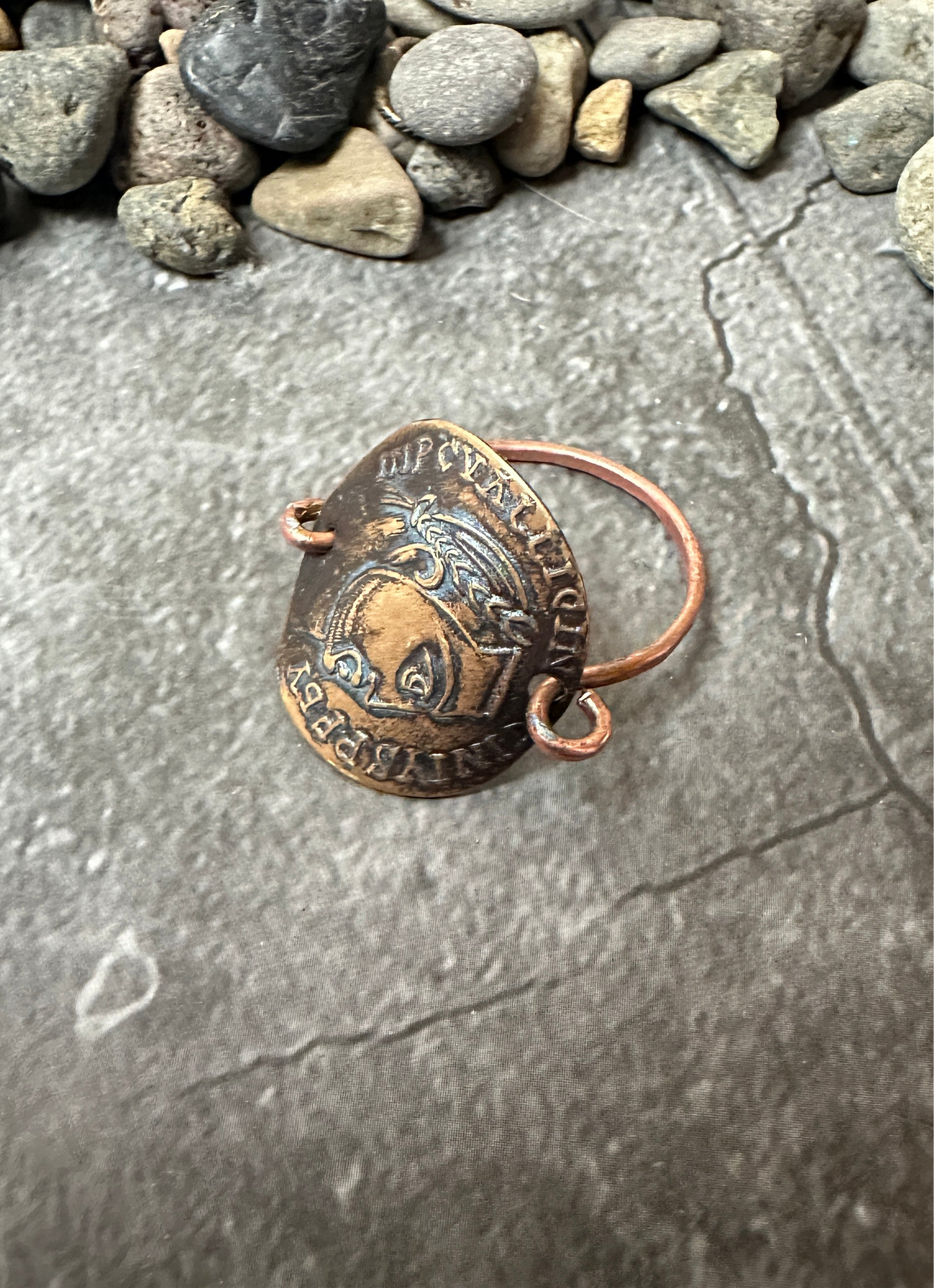 Roman Coin - Hand Formed Ring - Copper & Brass