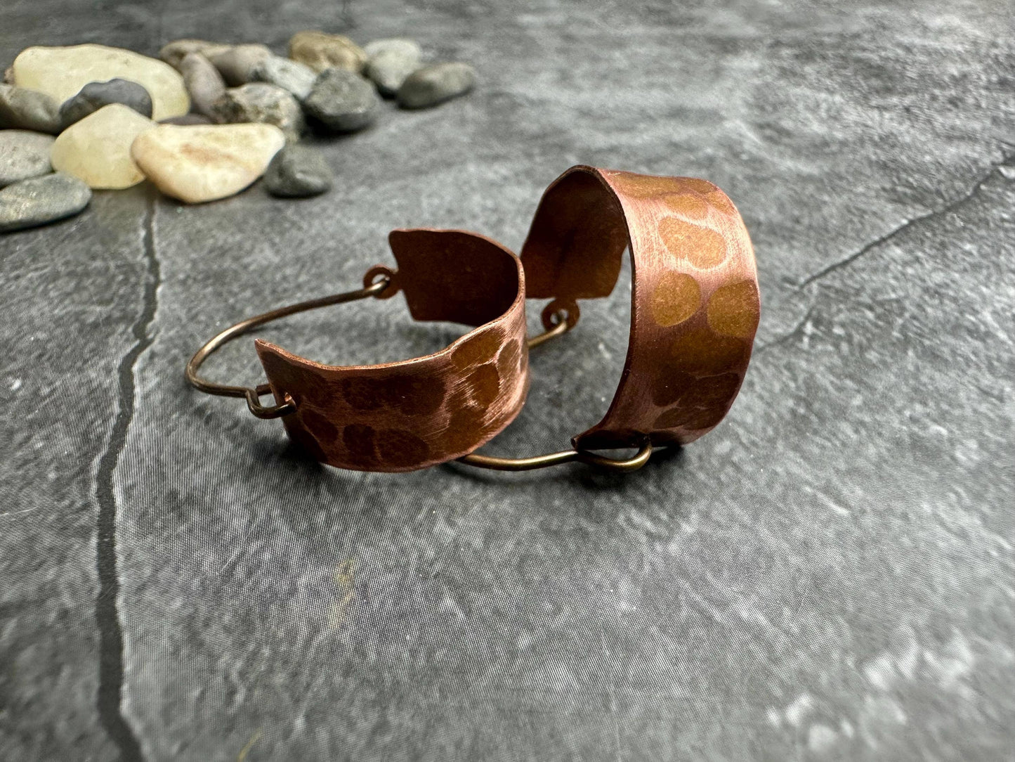 Rustic Handcrafted Copper Hoop Earrings