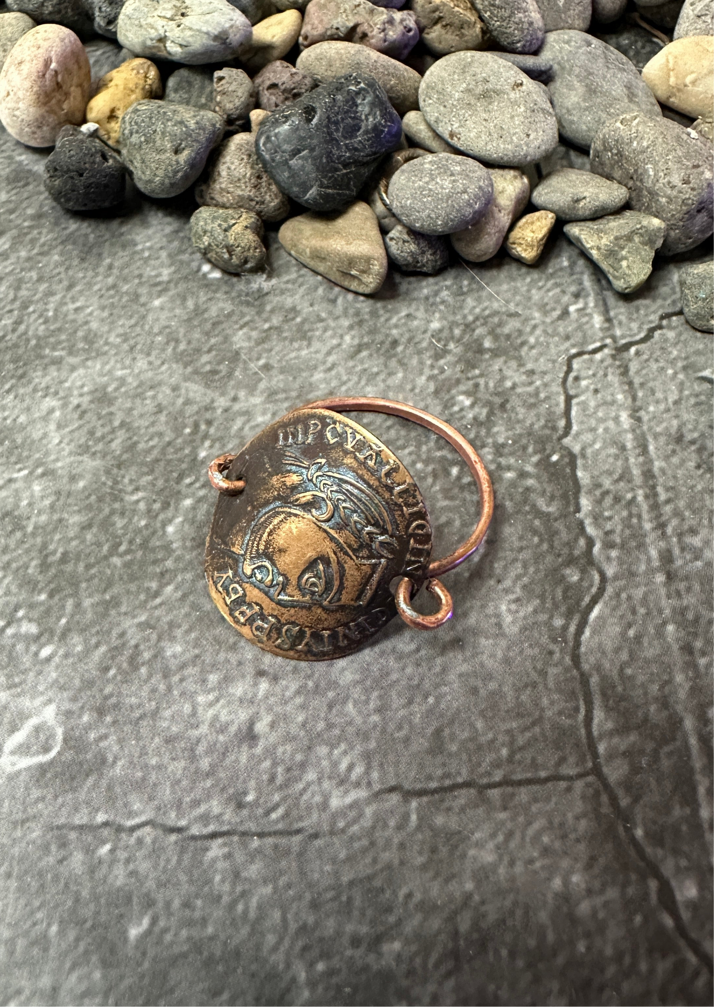 Roman Coin - Hand Formed Ring - Copper & Brass