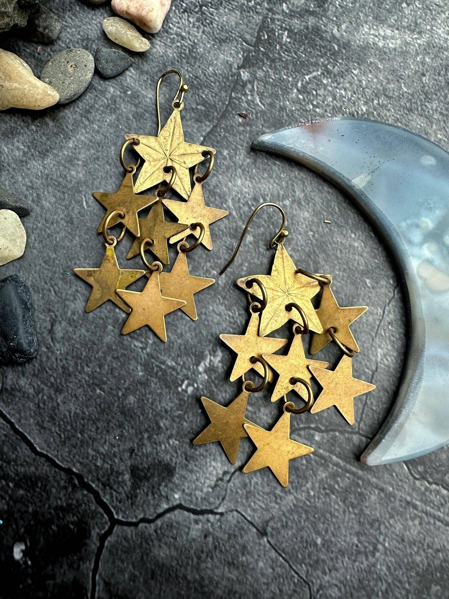 Handcrafted Boho Meteor Shower Celestial Statement Earrings