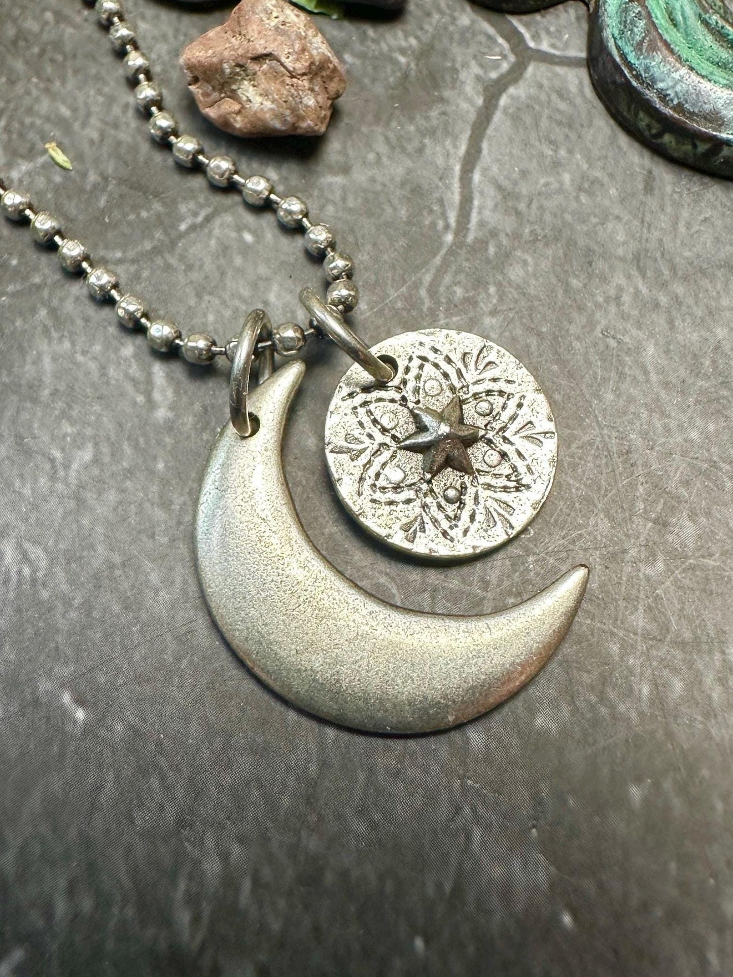 Lunar Eclipse Necklace - Handmade Sterling Silver over Pewter