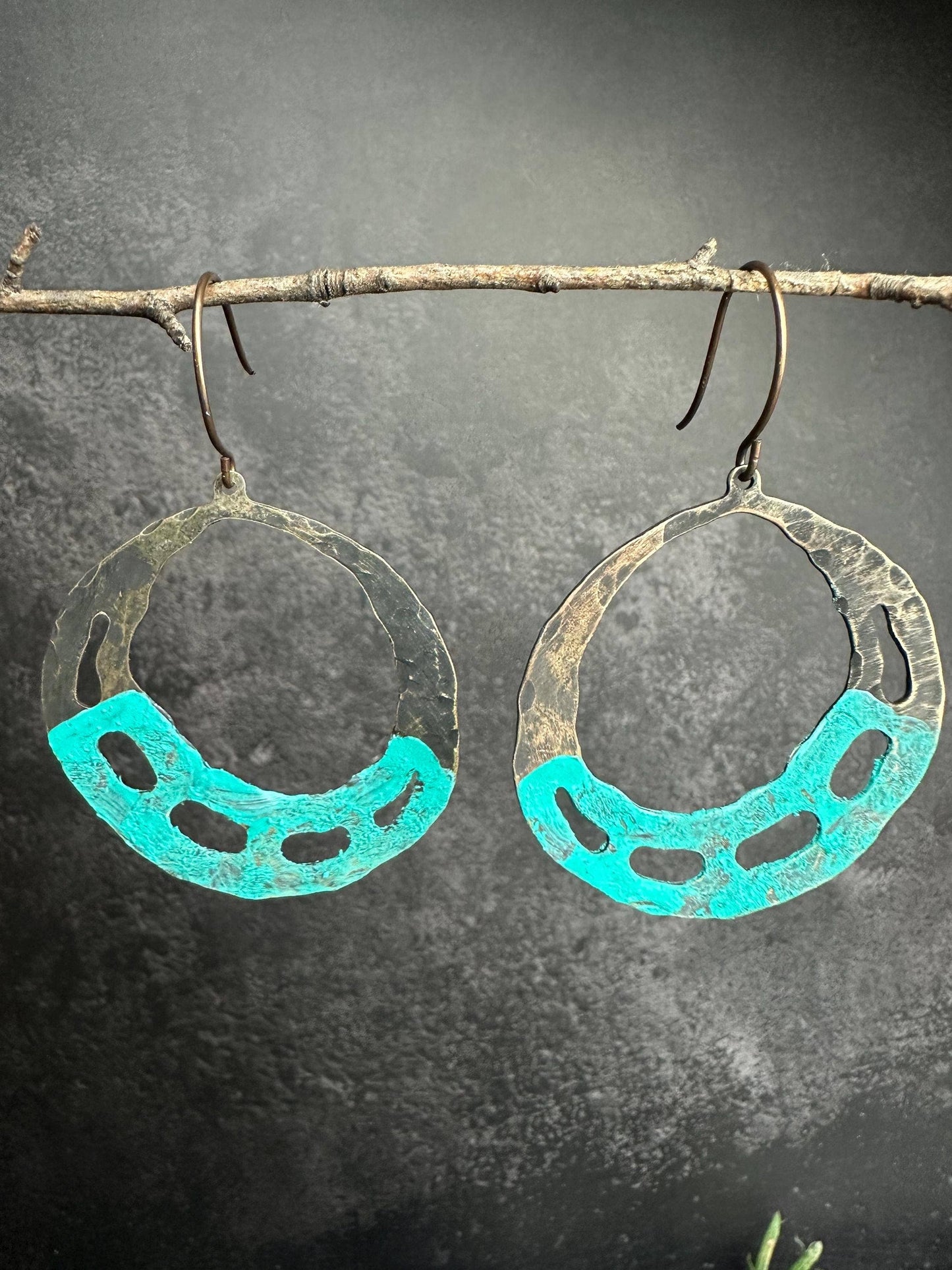 Distressed Brass Ox Hoop Earrings