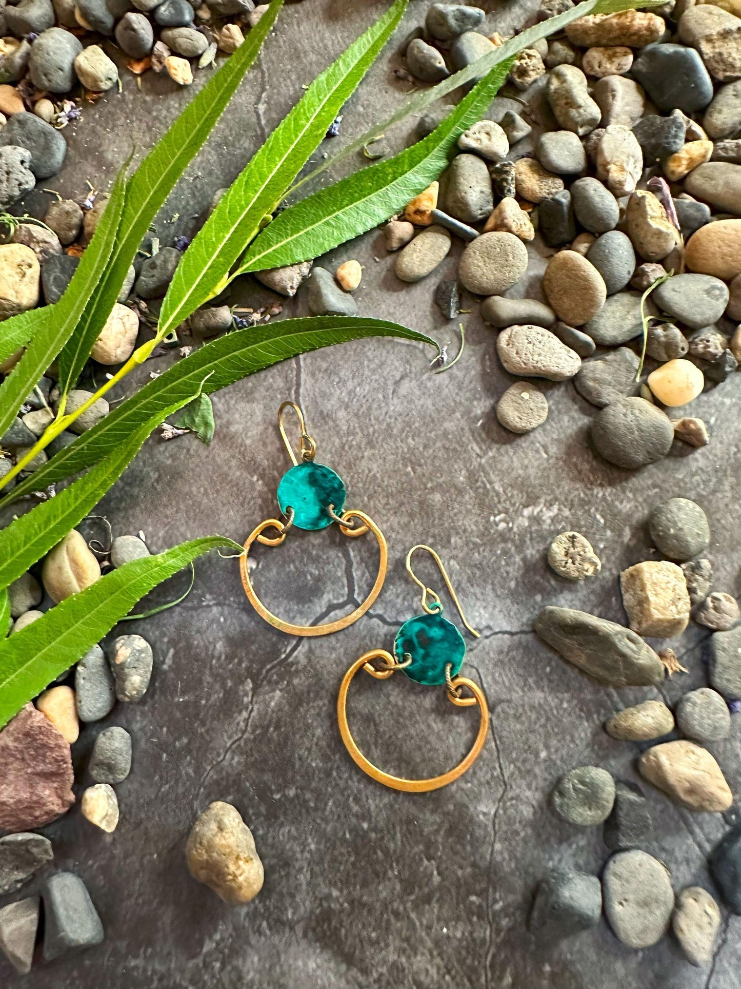 Osiris Earrings - Handmade Solid Beaten Brass Hand Patina