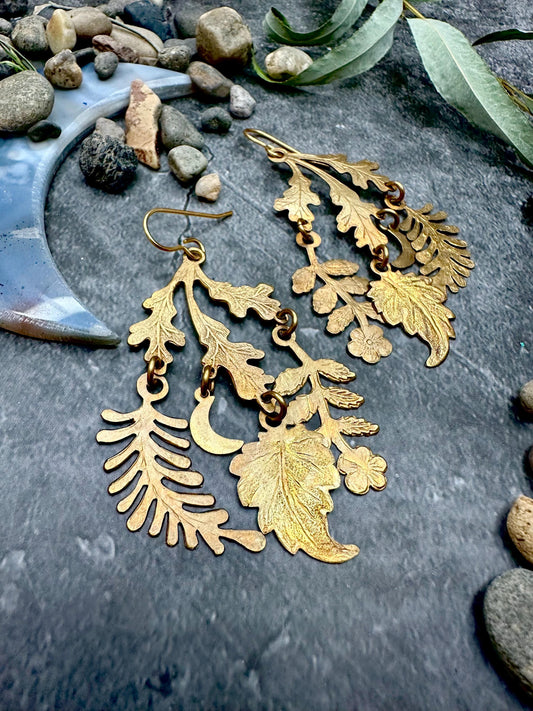 Harvest Moon Earrings- Handmade Beaten Solid Brass