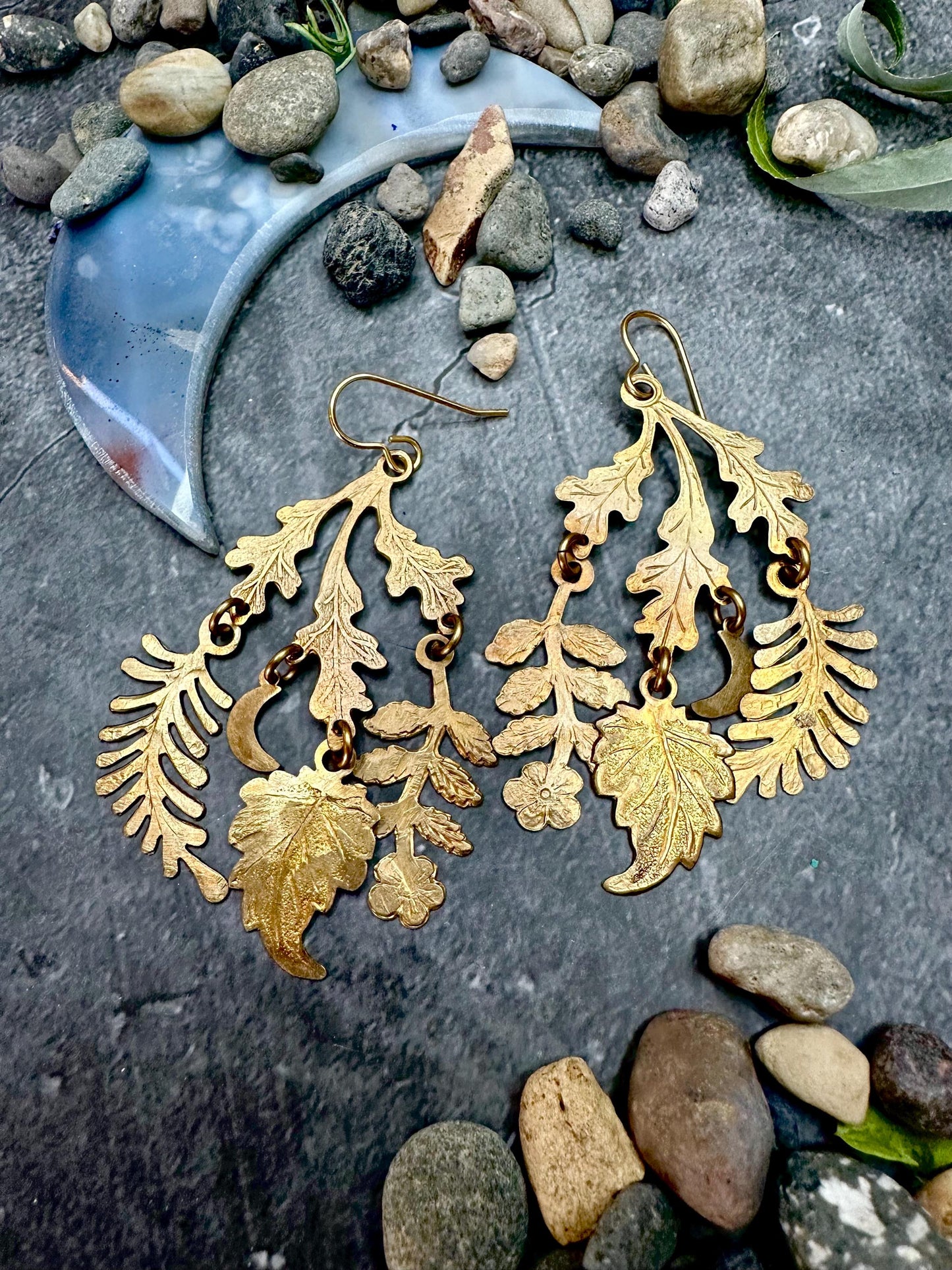 Harvest Moon Earrings- Handmade Beaten Solid Brass
