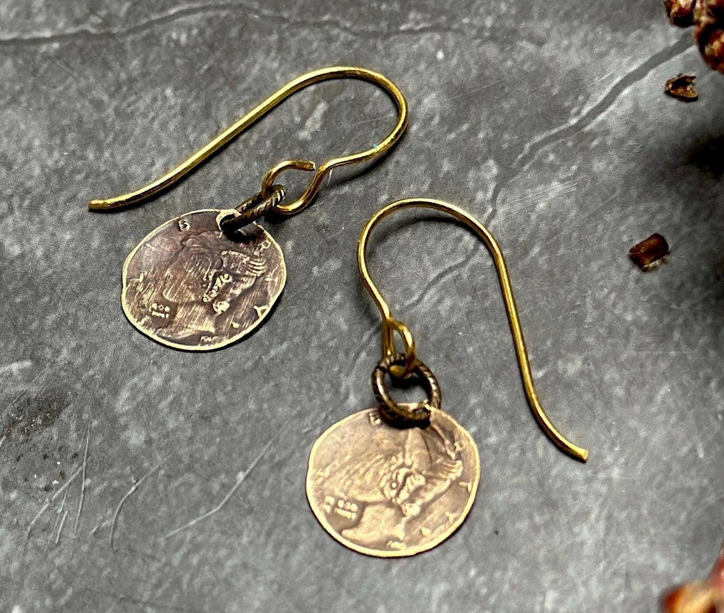 Mythological Mercury Distressed Coin Earrings