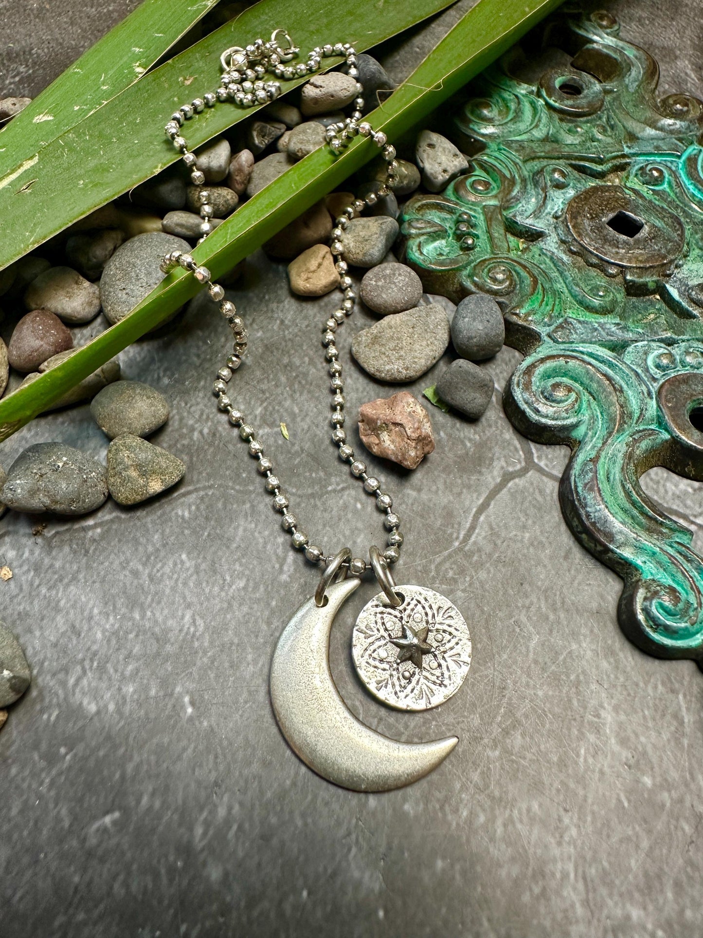 Lunar Eclipse Necklace - Handmade Sterling Silver over Pewter