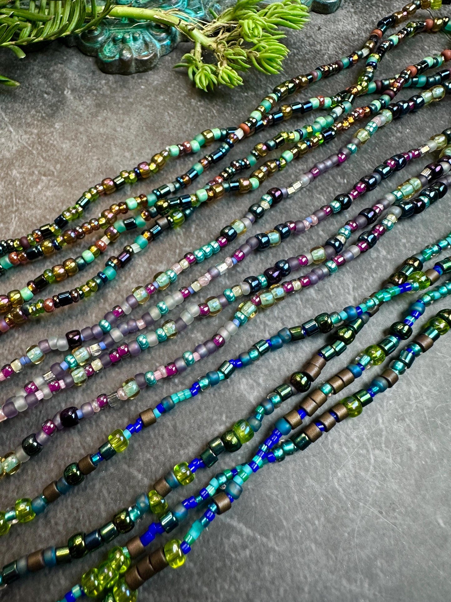 Garden Fae- Handmade Seed Bead 3x Wrap Stretch Bracelet