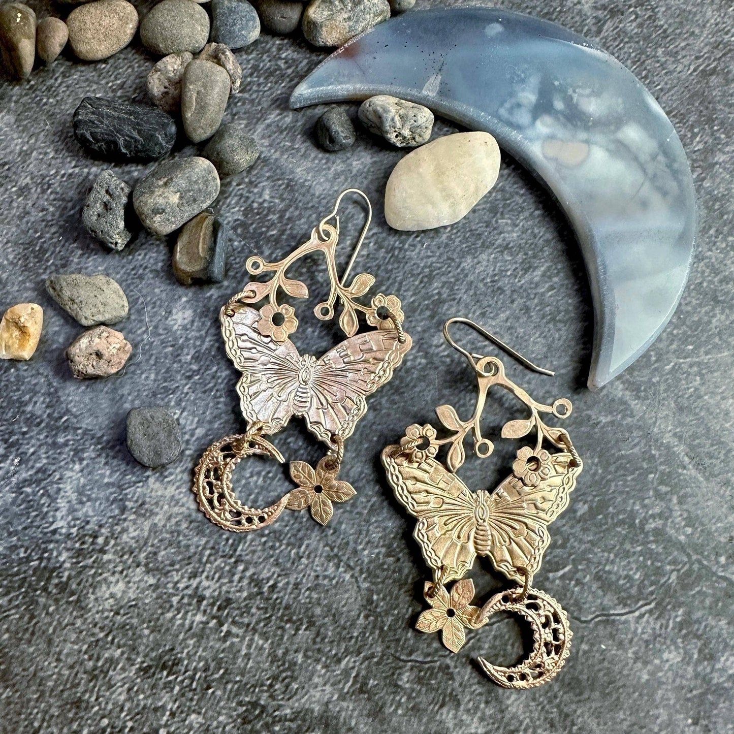 Meadow Butterfly Moon - Handcrafted Hammered Solid Brass
