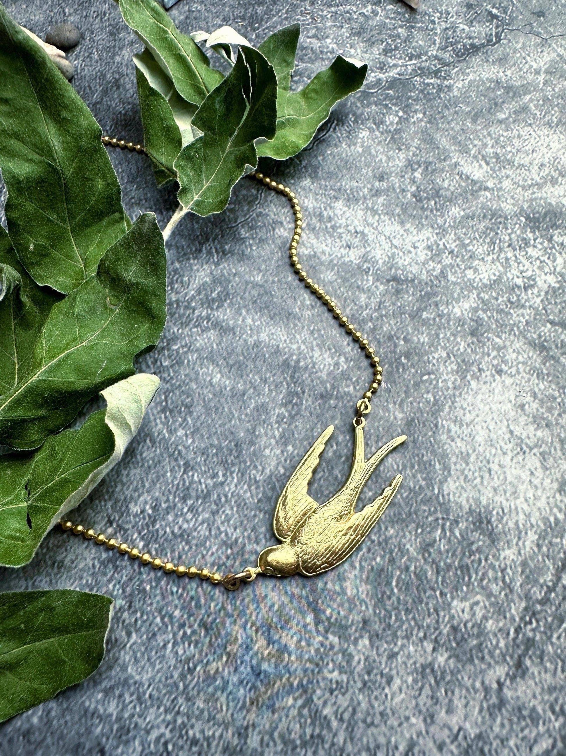 Enchanting Brass Bird Choker