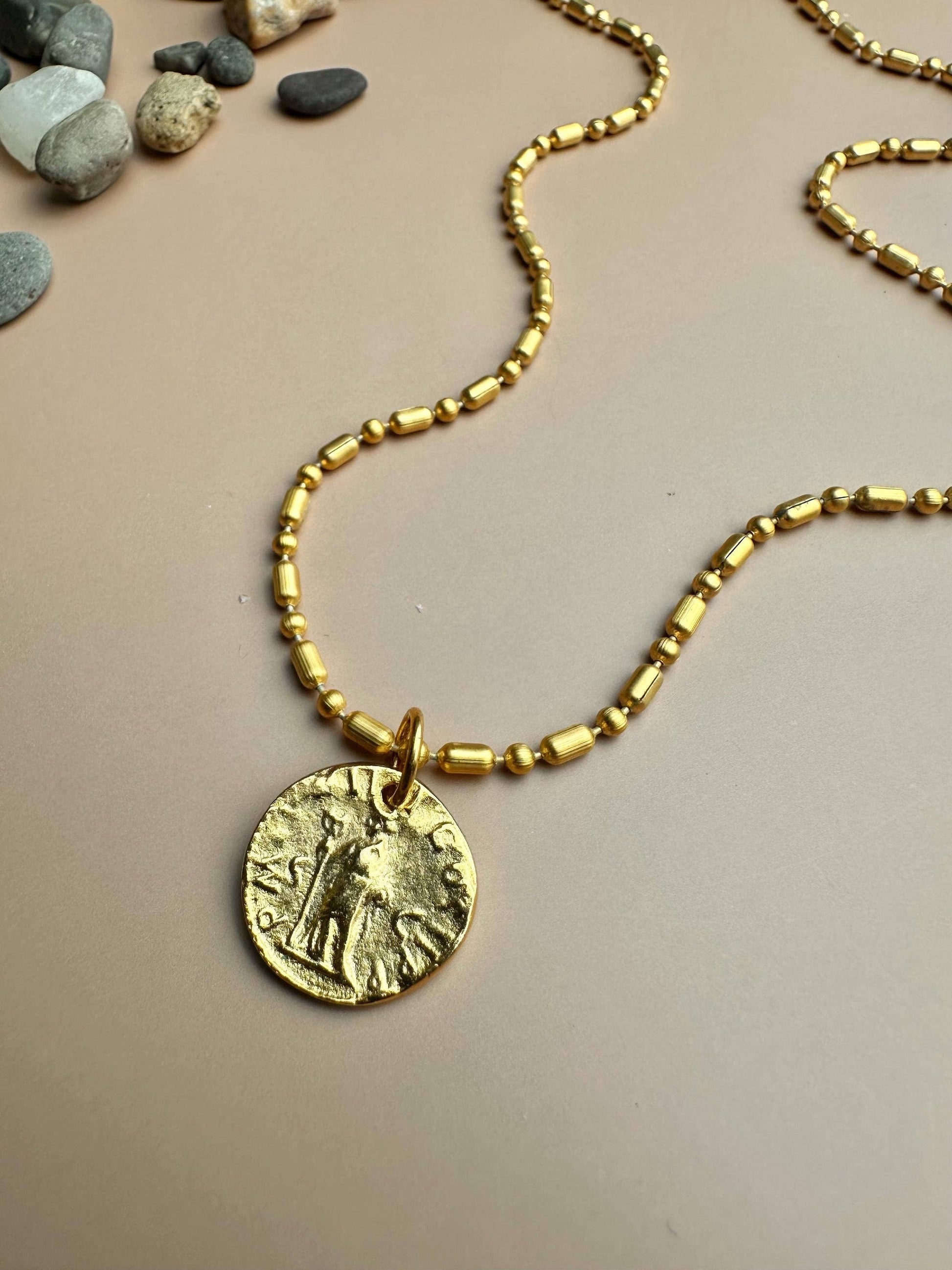 Minimal Mediterranean Coin Necklace