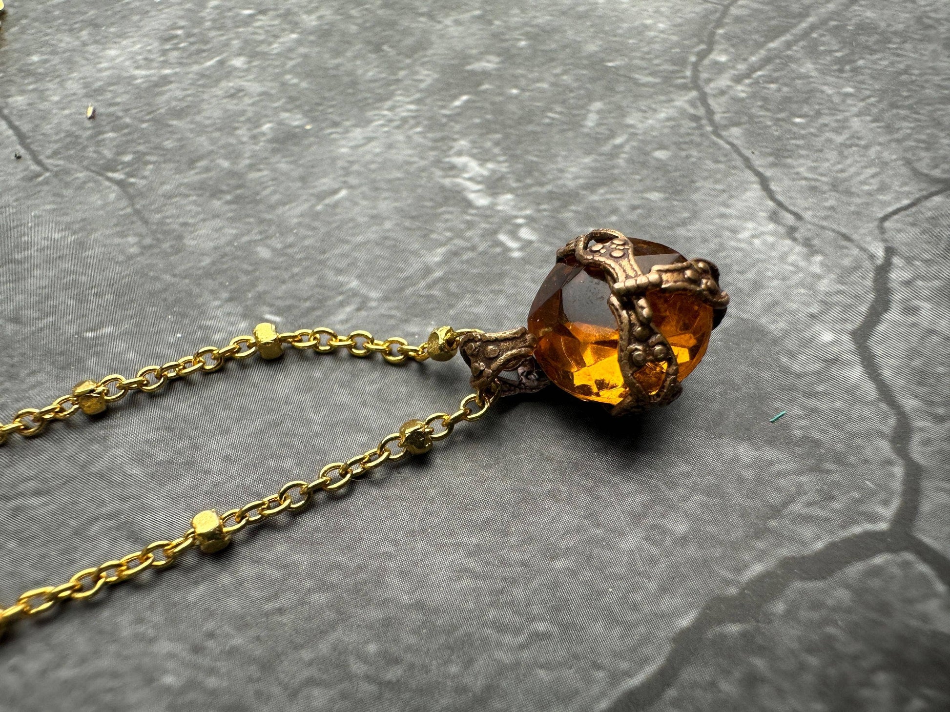 Topaz Encased Filigree Pendant Necklace