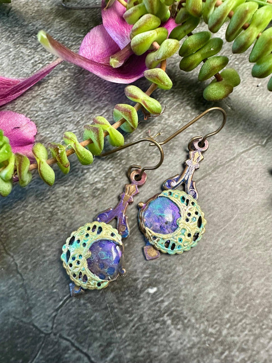 Gleaming Moon Filigree Drop Earrings