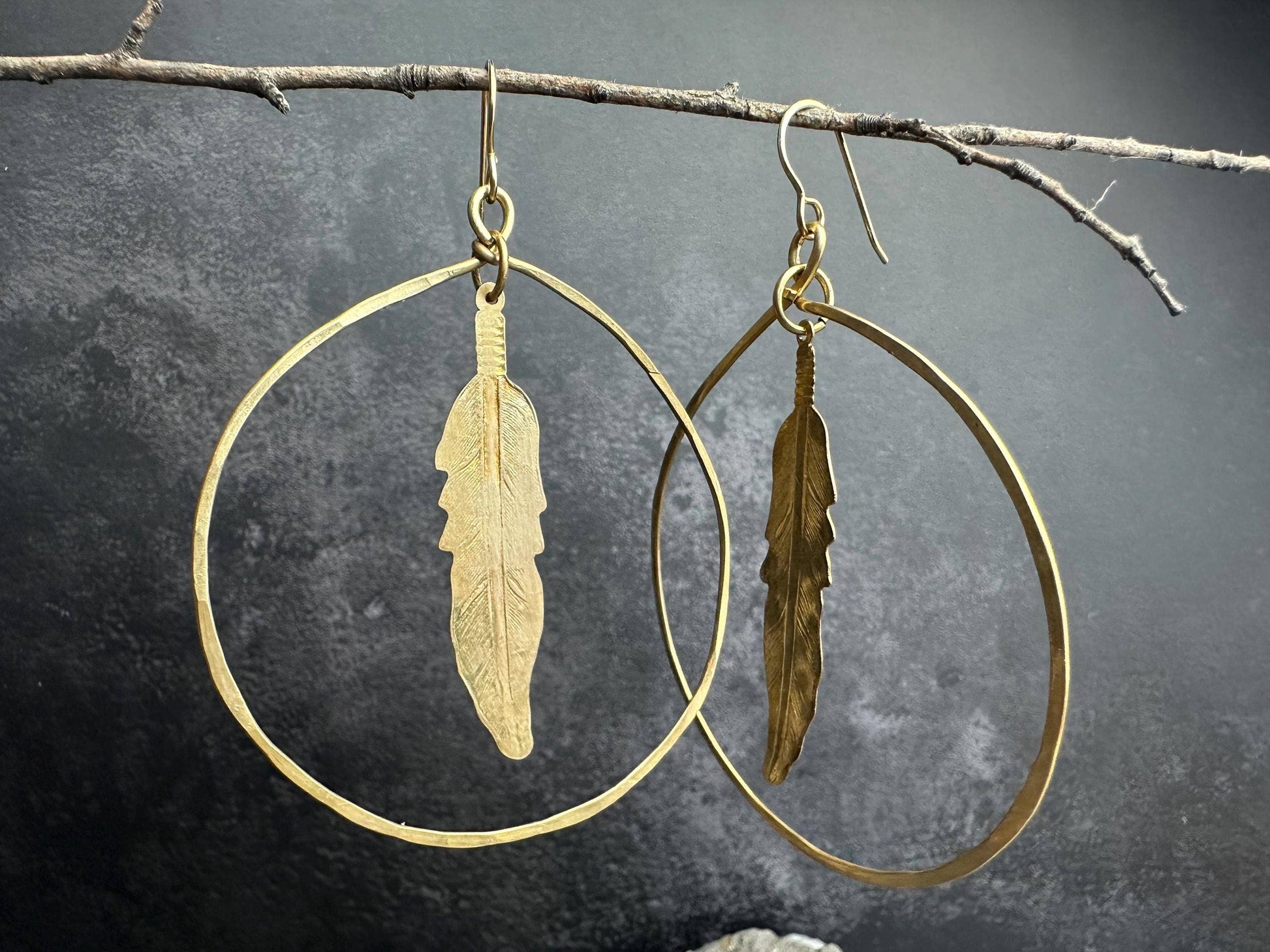 Spirit Feather Hoop Earrings