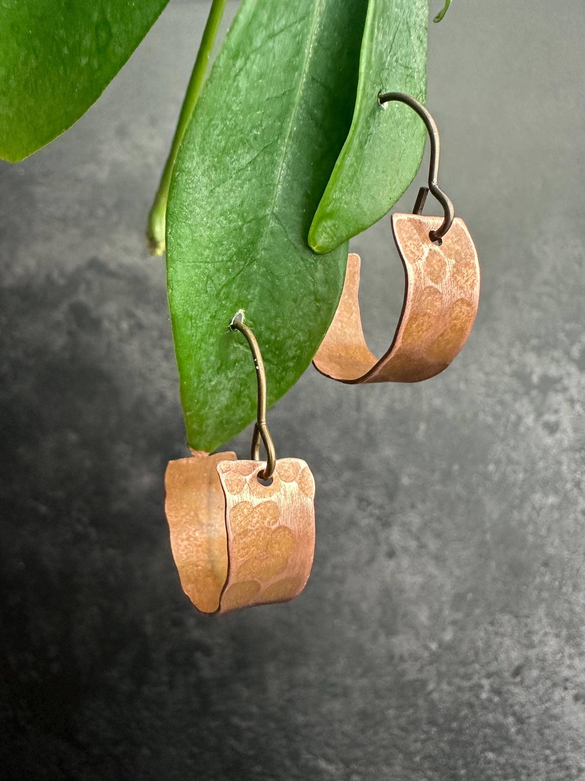 Rustic Handcrafted Copper Hoop Earrings