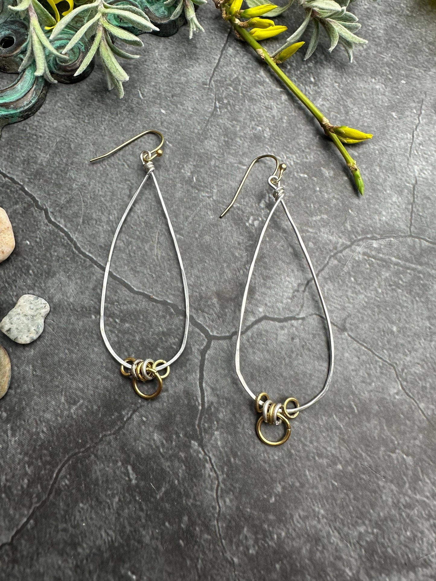 Mixed Metal Teardrop Earrings