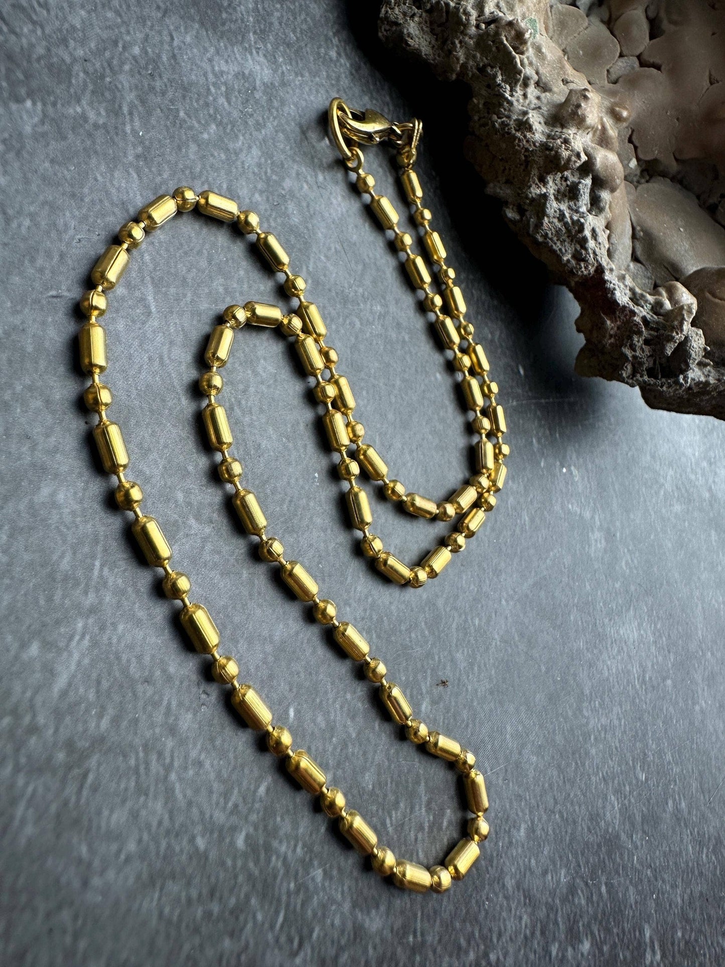 Dainty Gold Beaded Chain Necklace – Minimal Layering – 10k G