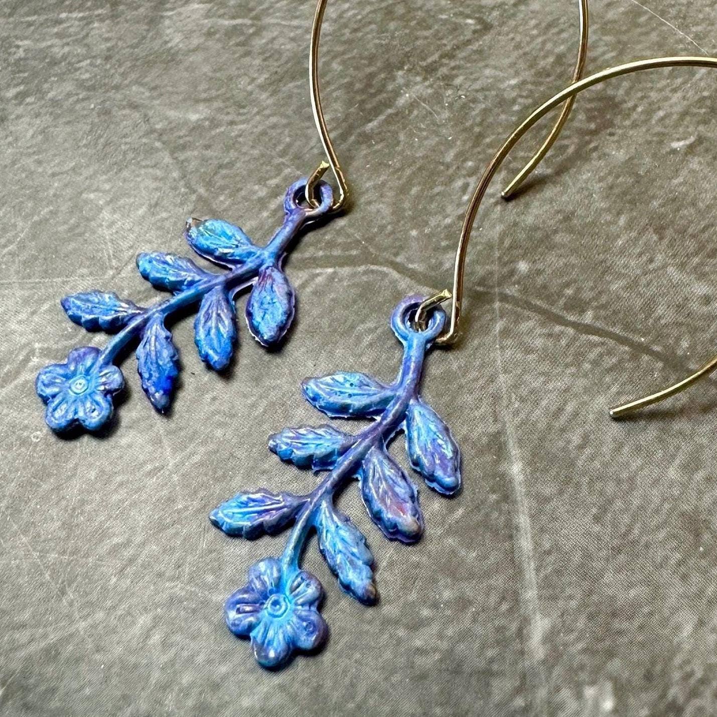 Enchanting Floral Earrings - Handcrafted Purple Patina