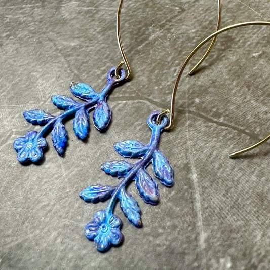 Enchanting Floral Earrings - Handcrafted Purple Patina