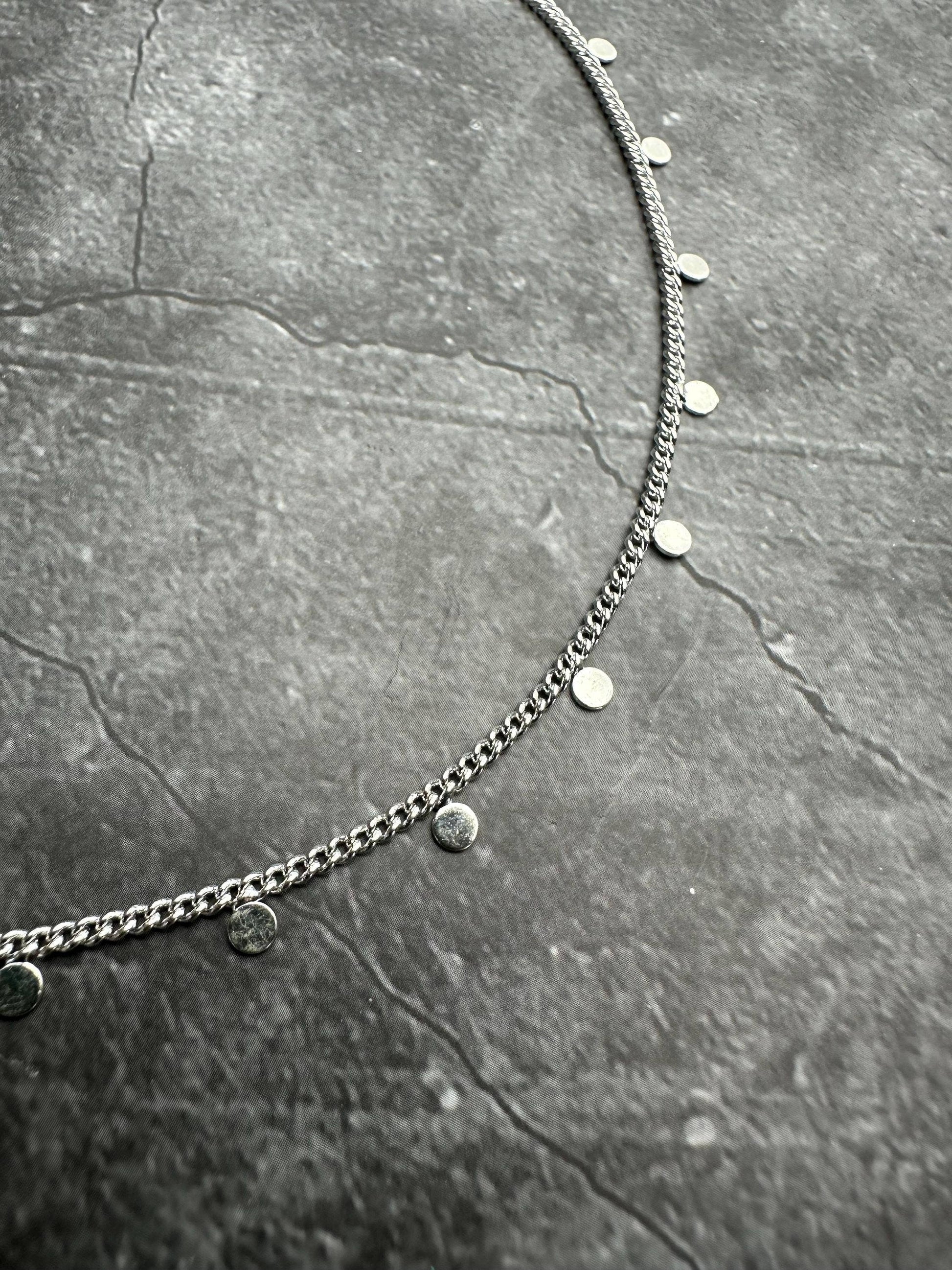 Coin Chain Layering Necklace - Bright Sterling Silver Plated