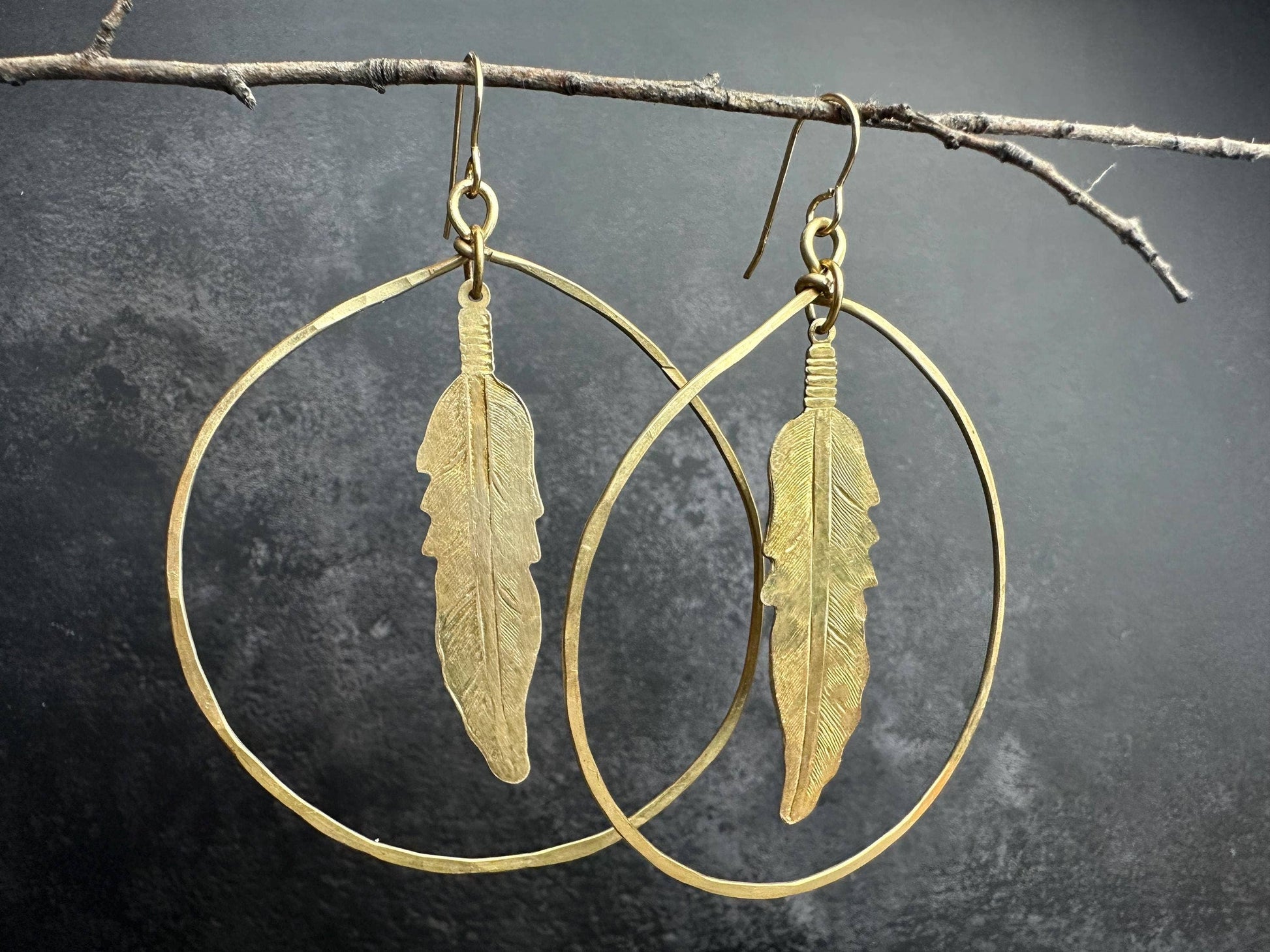 Spirit Feather Hoop Earrings