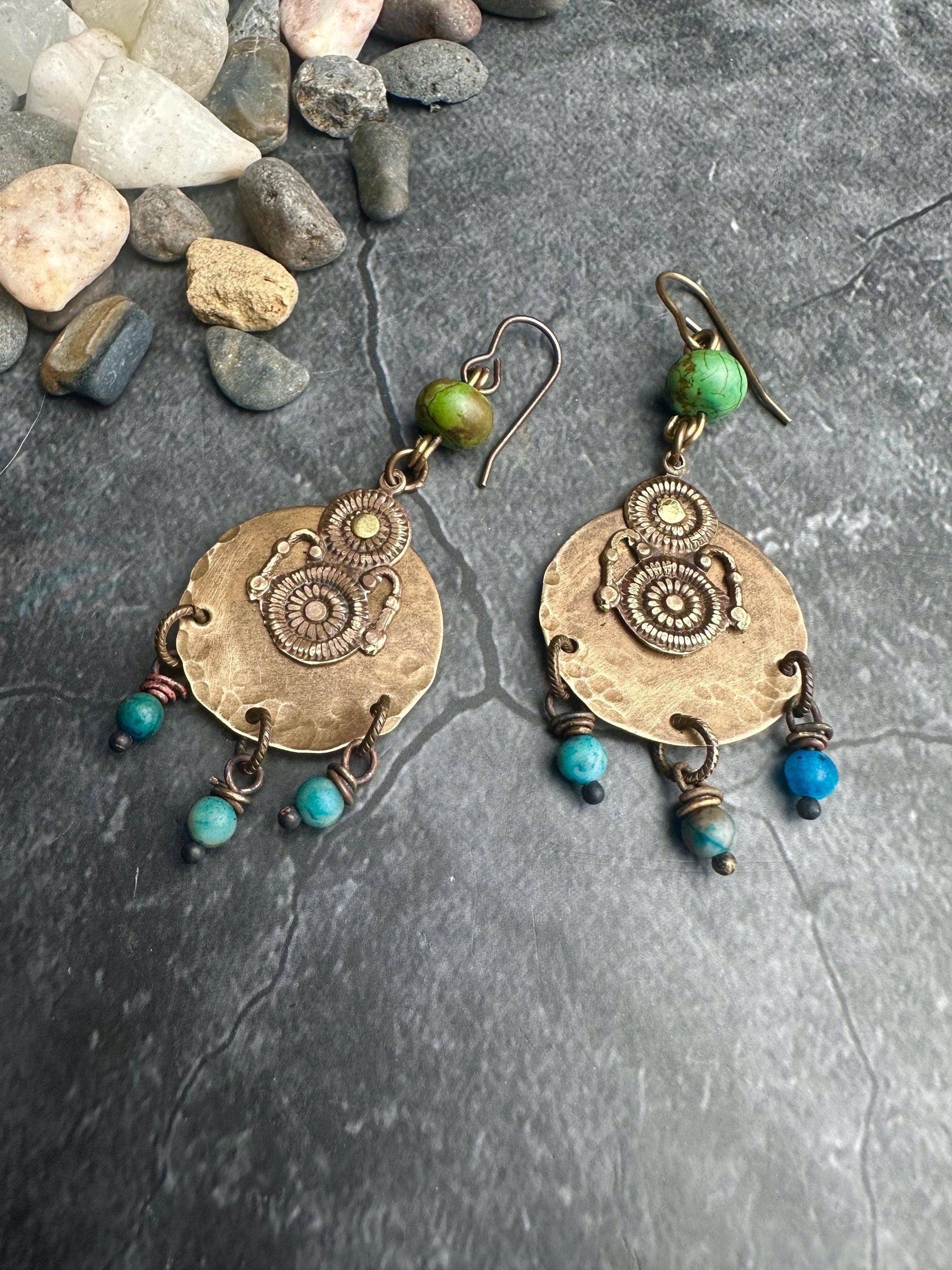 Etruscan Brass Chandelier Earrings