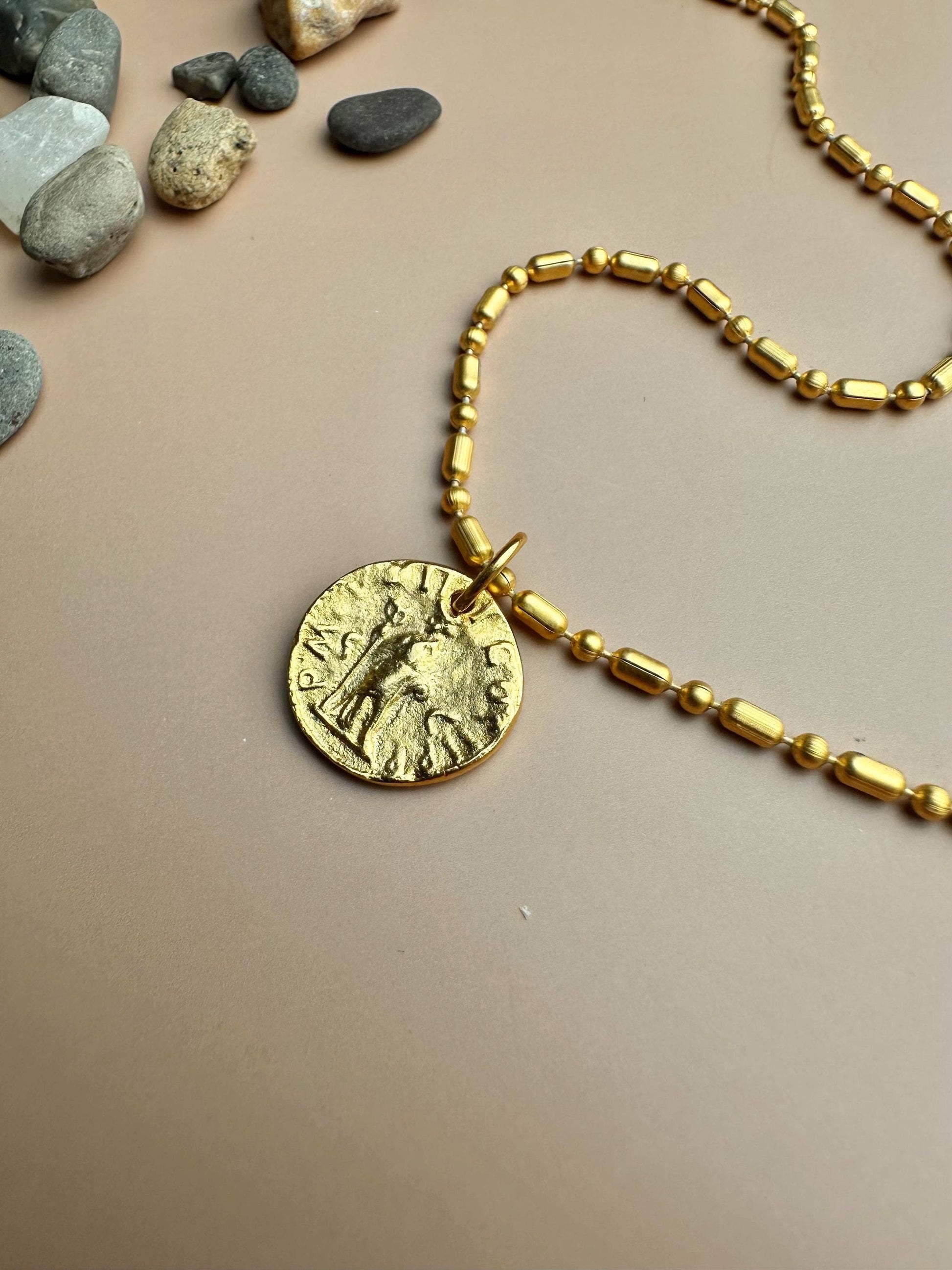 Minimal Mediterranean Coin Necklace