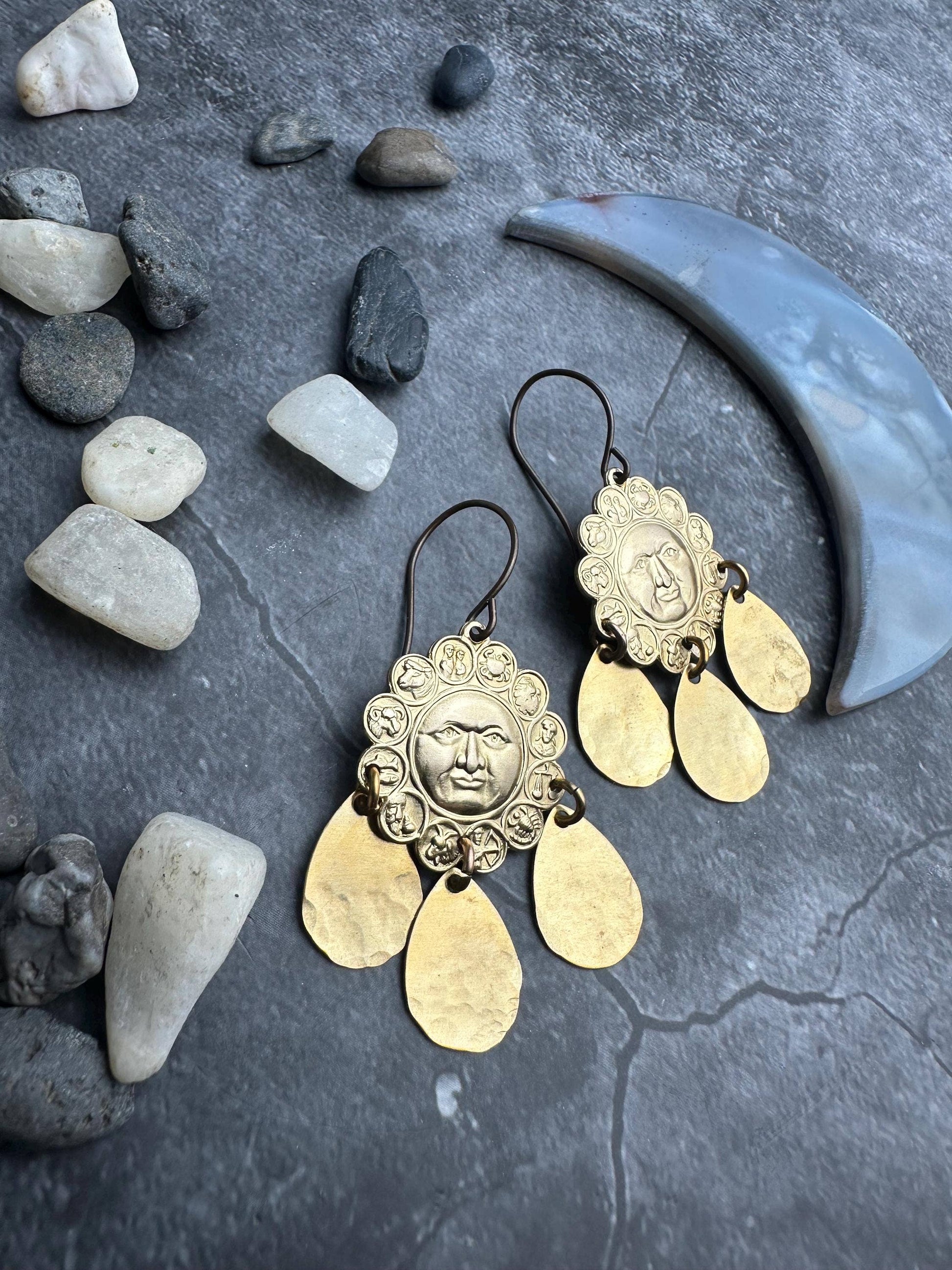 Sun Face Coin Earrings