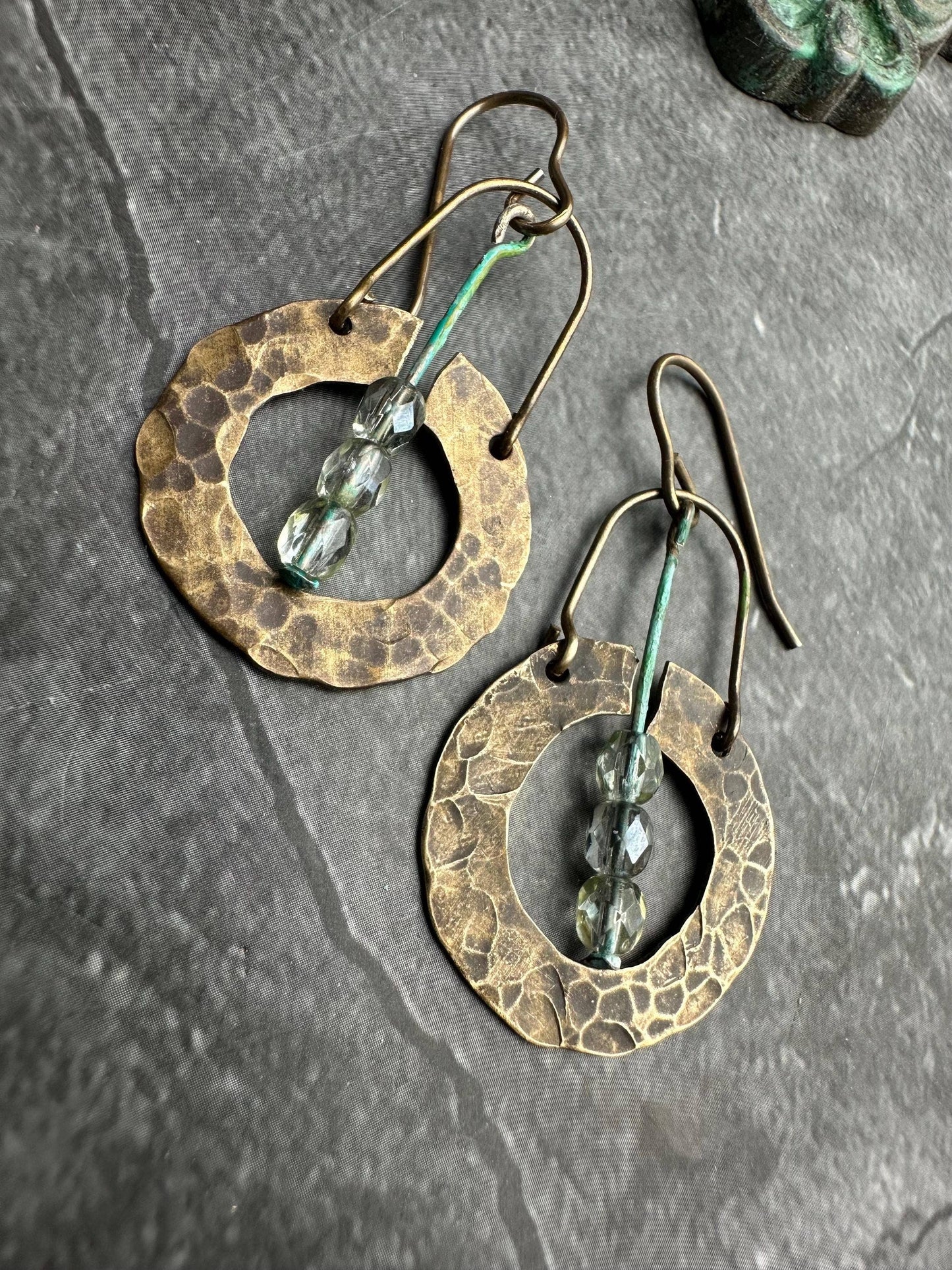 Organic Hammered Brass Earrings