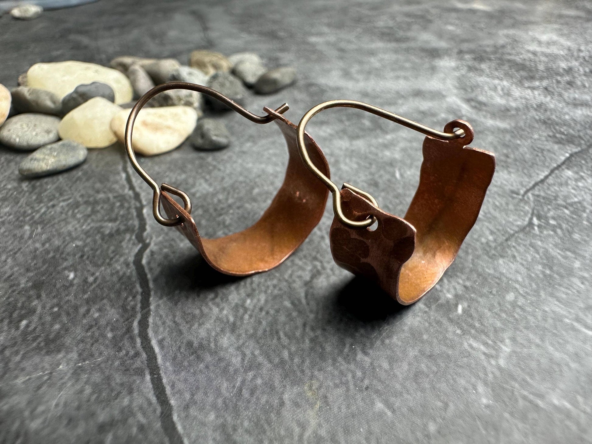 Rustic Handcrafted Copper Hoop Earrings