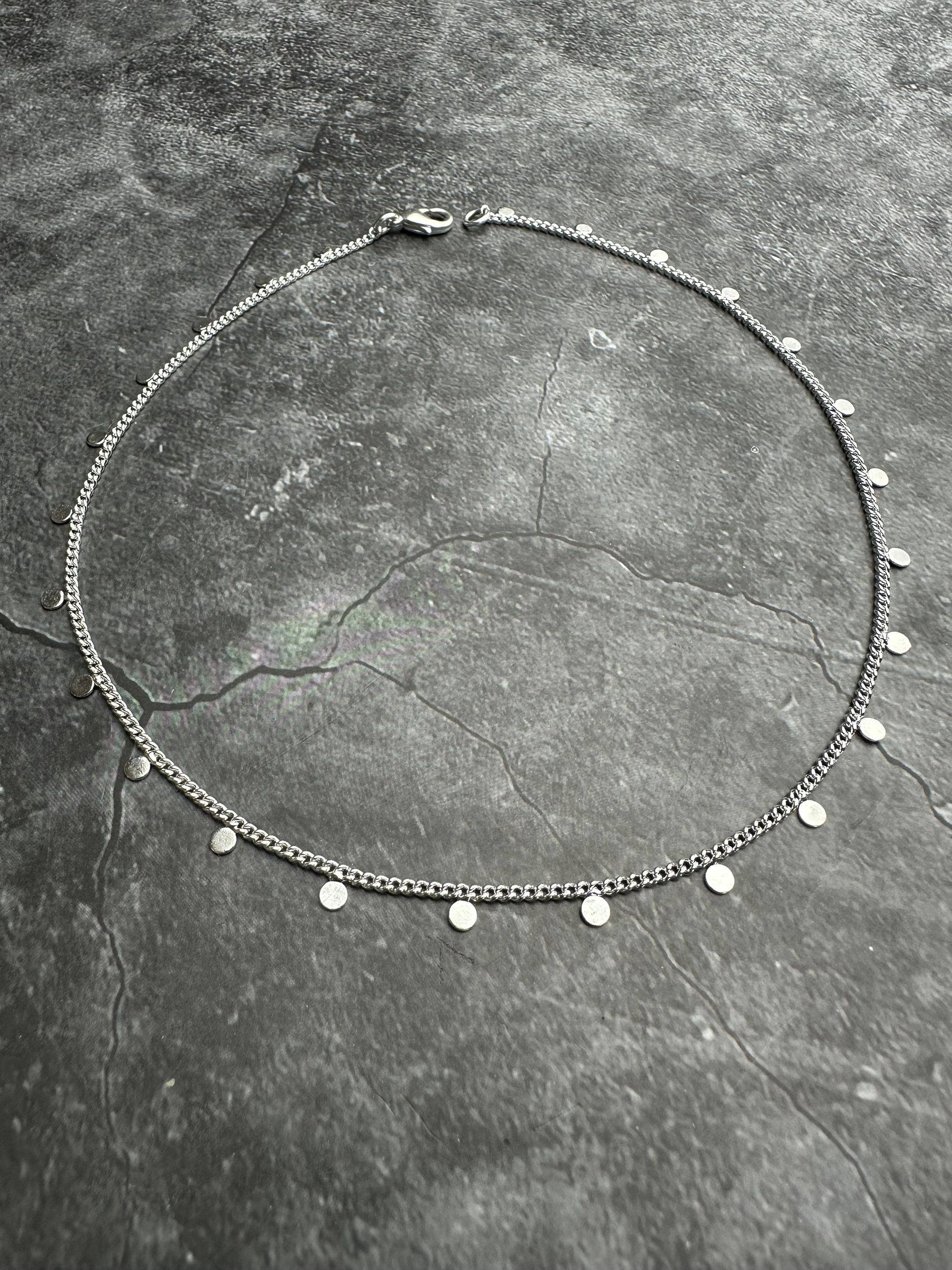 Coin Chain Layering Necklace - Bright Sterling Silver Plated