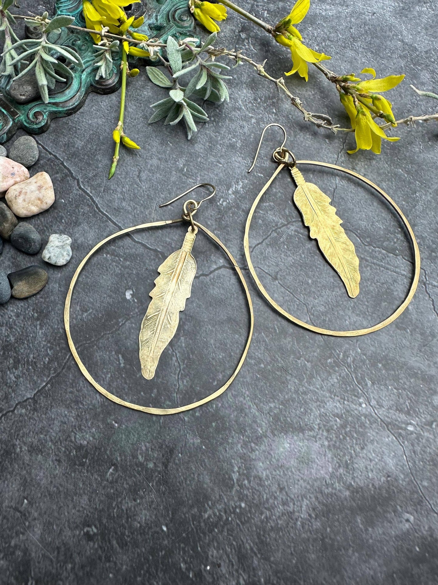 Spirit Feather Hoop Earrings
