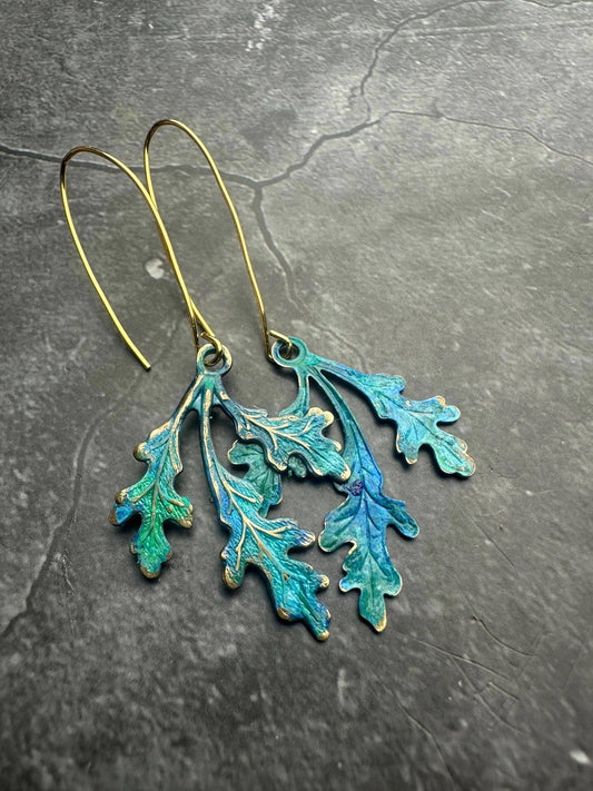 Branching Leaf Earrings - Art Nouveau Style