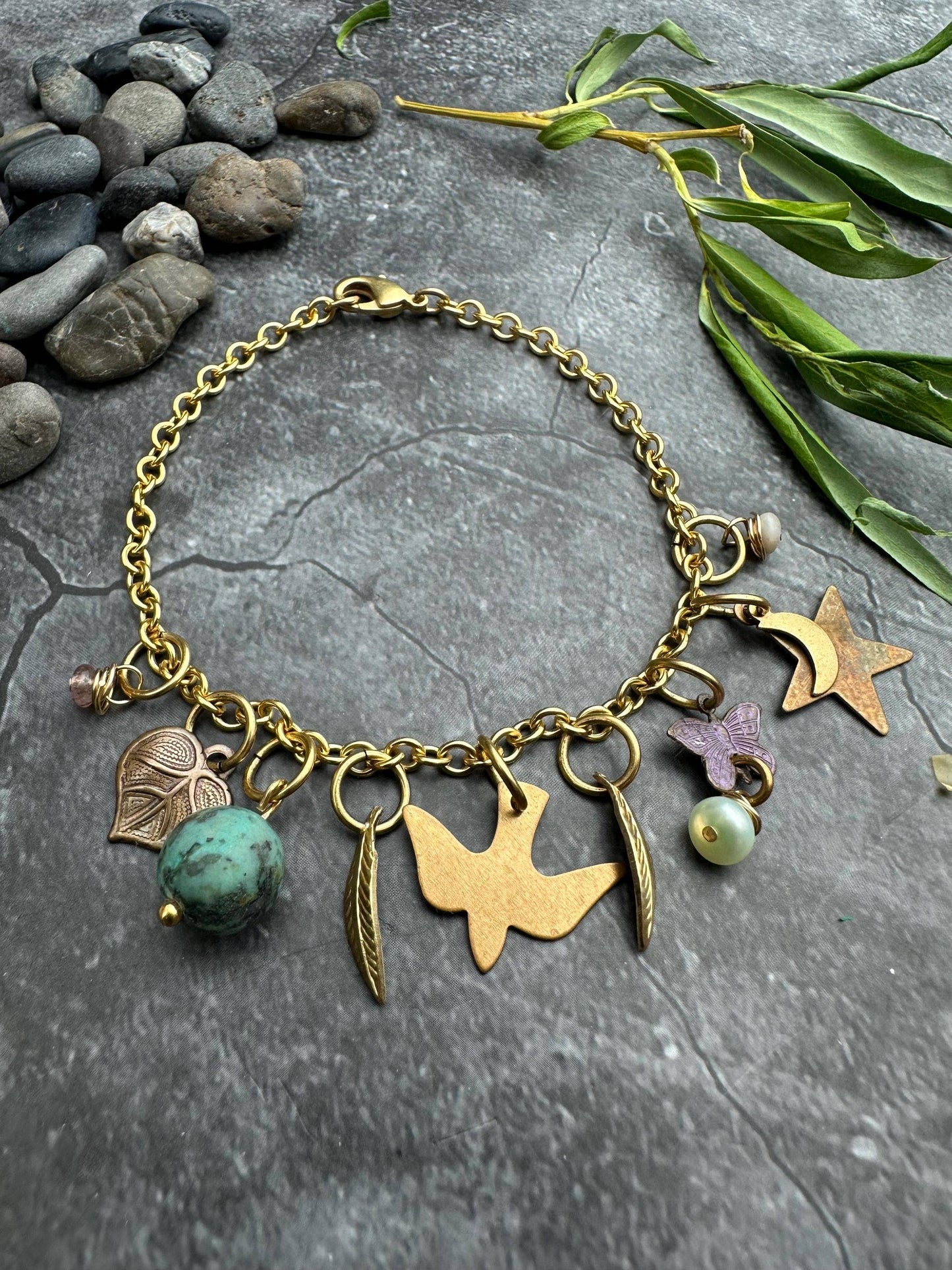 Bird Moon Butterfly Charm Bracelet
