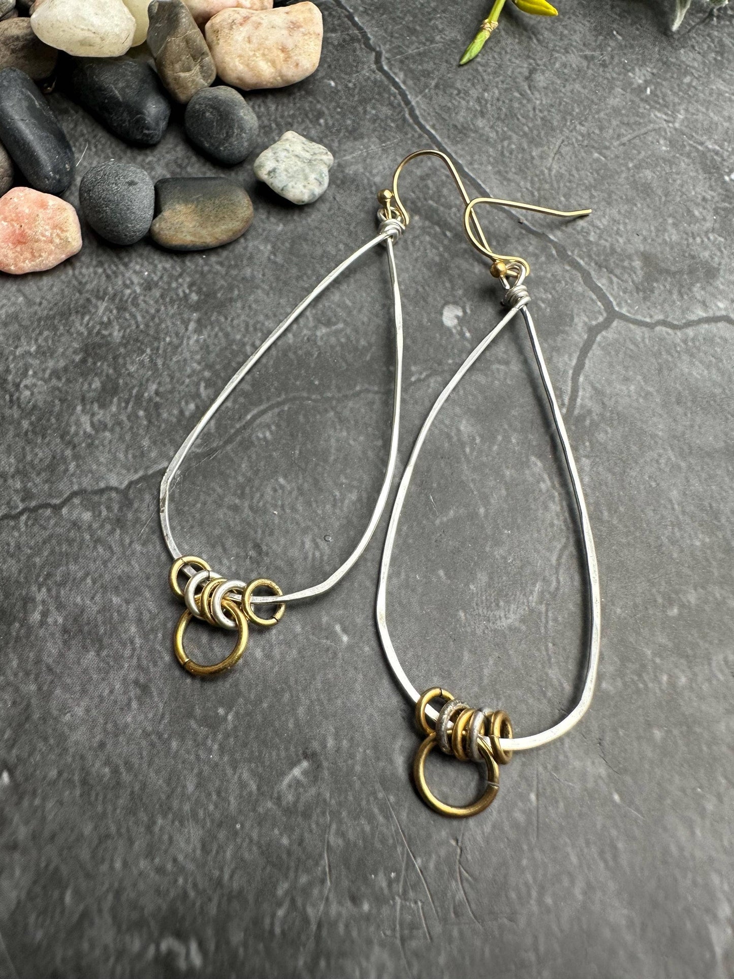Mixed Metal Teardrop Earrings