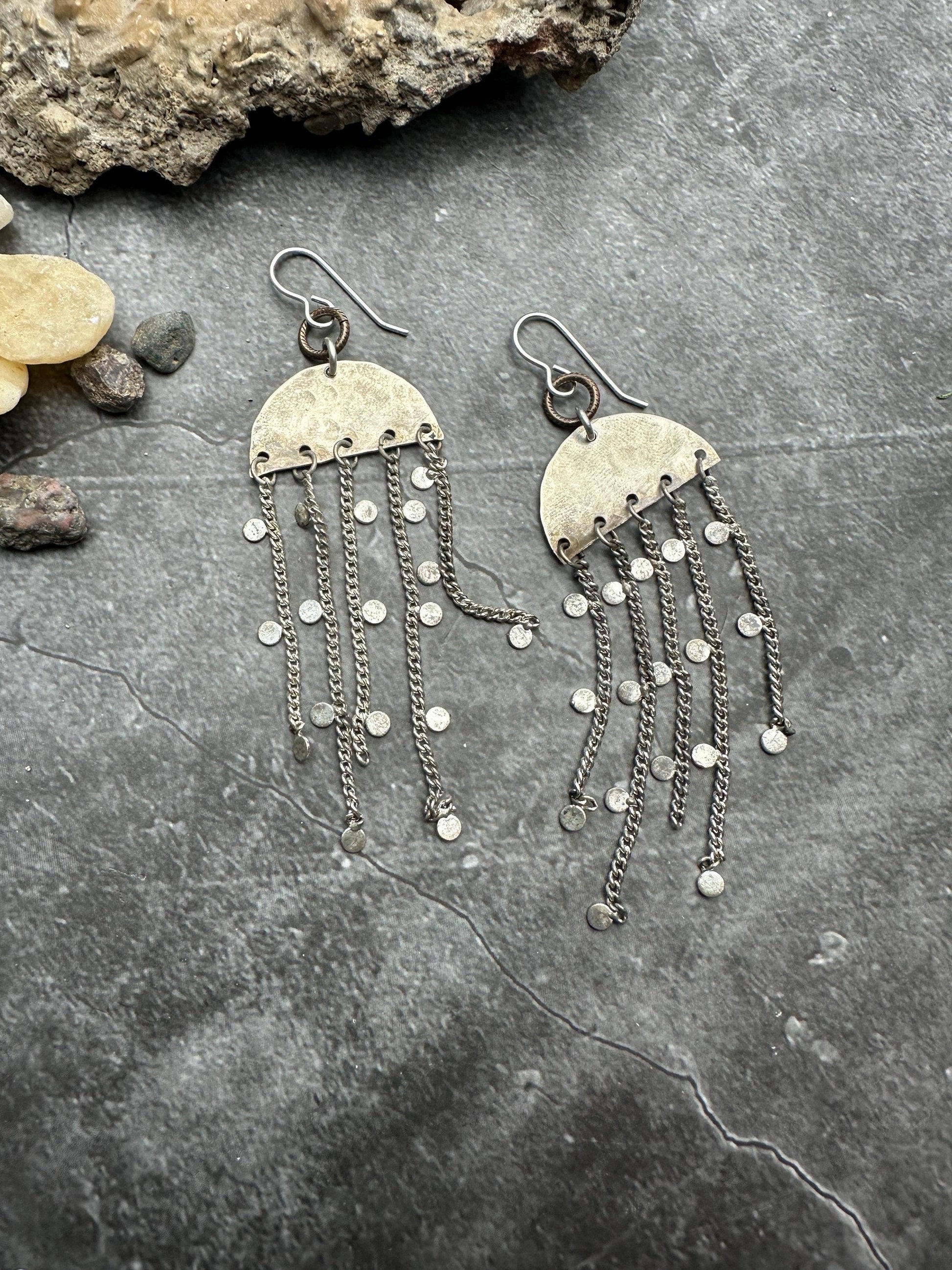 Handcrafted Hammered Artisan Silver Earrings