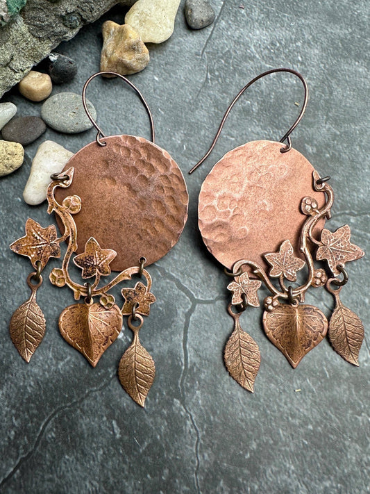 Ivy Moon Handcrafted Hammered Copper Earrings