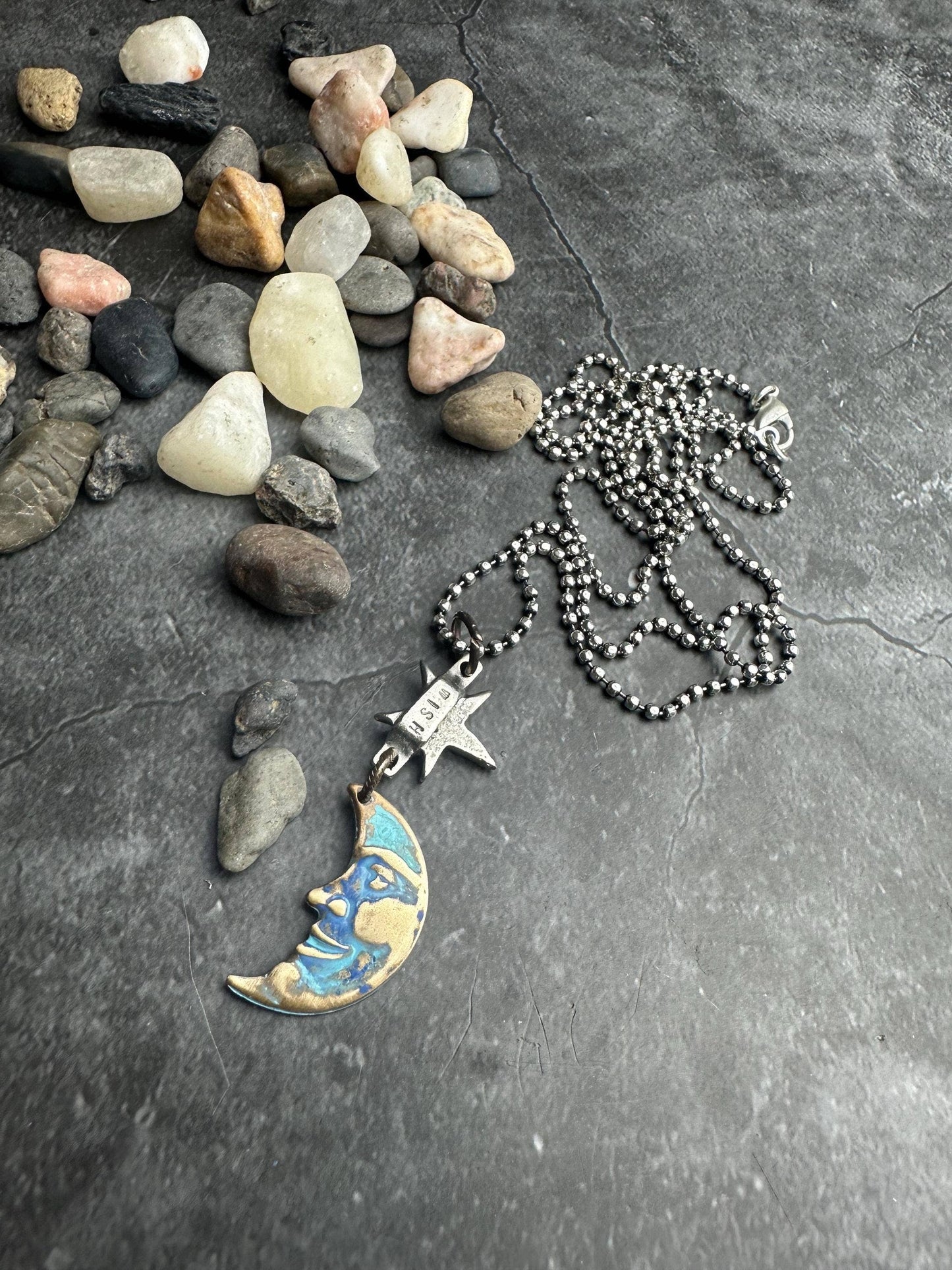 Wish Moon Necklace - Hand Patina Finish