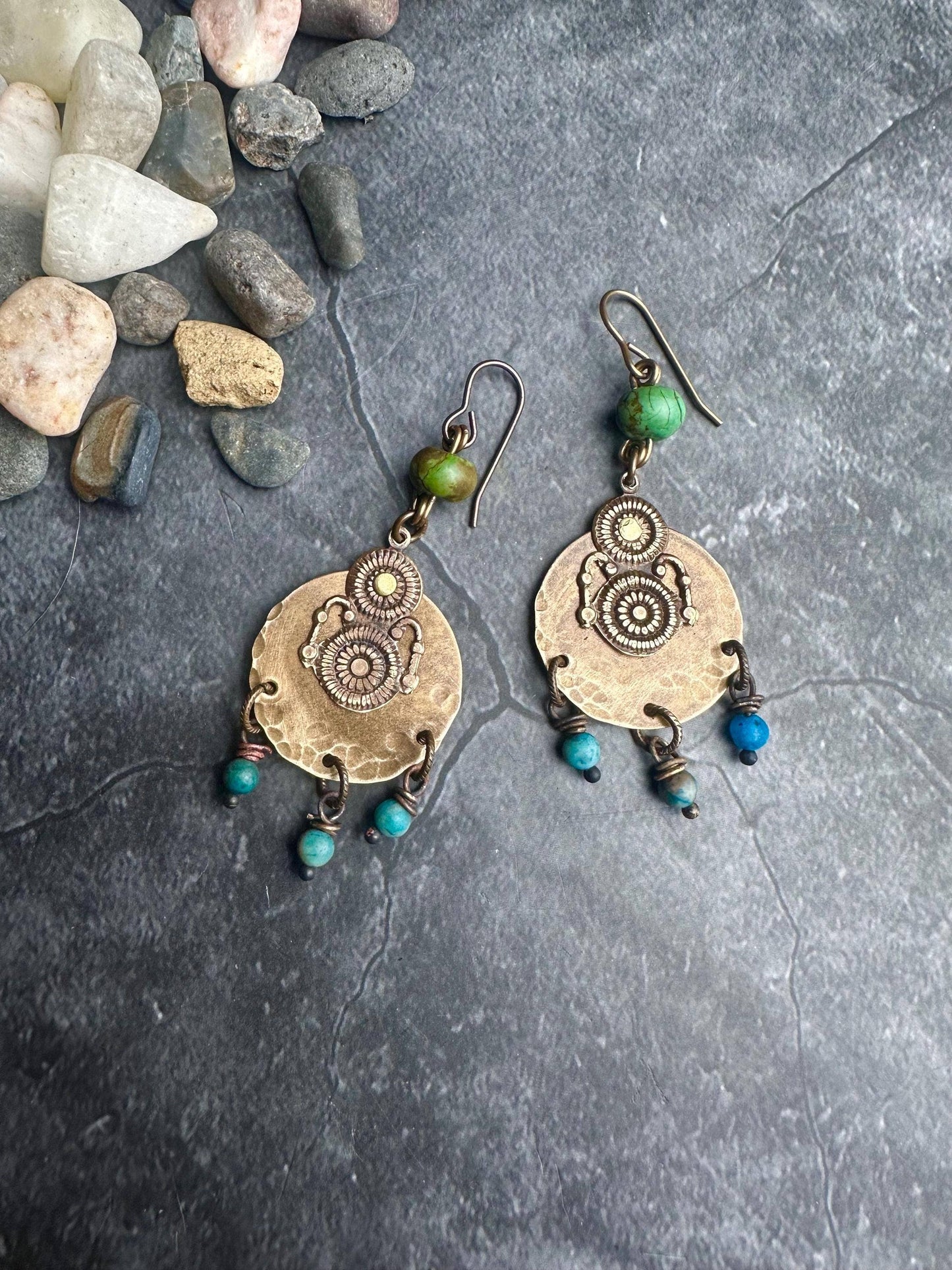 Etruscan Brass Chandelier Earrings