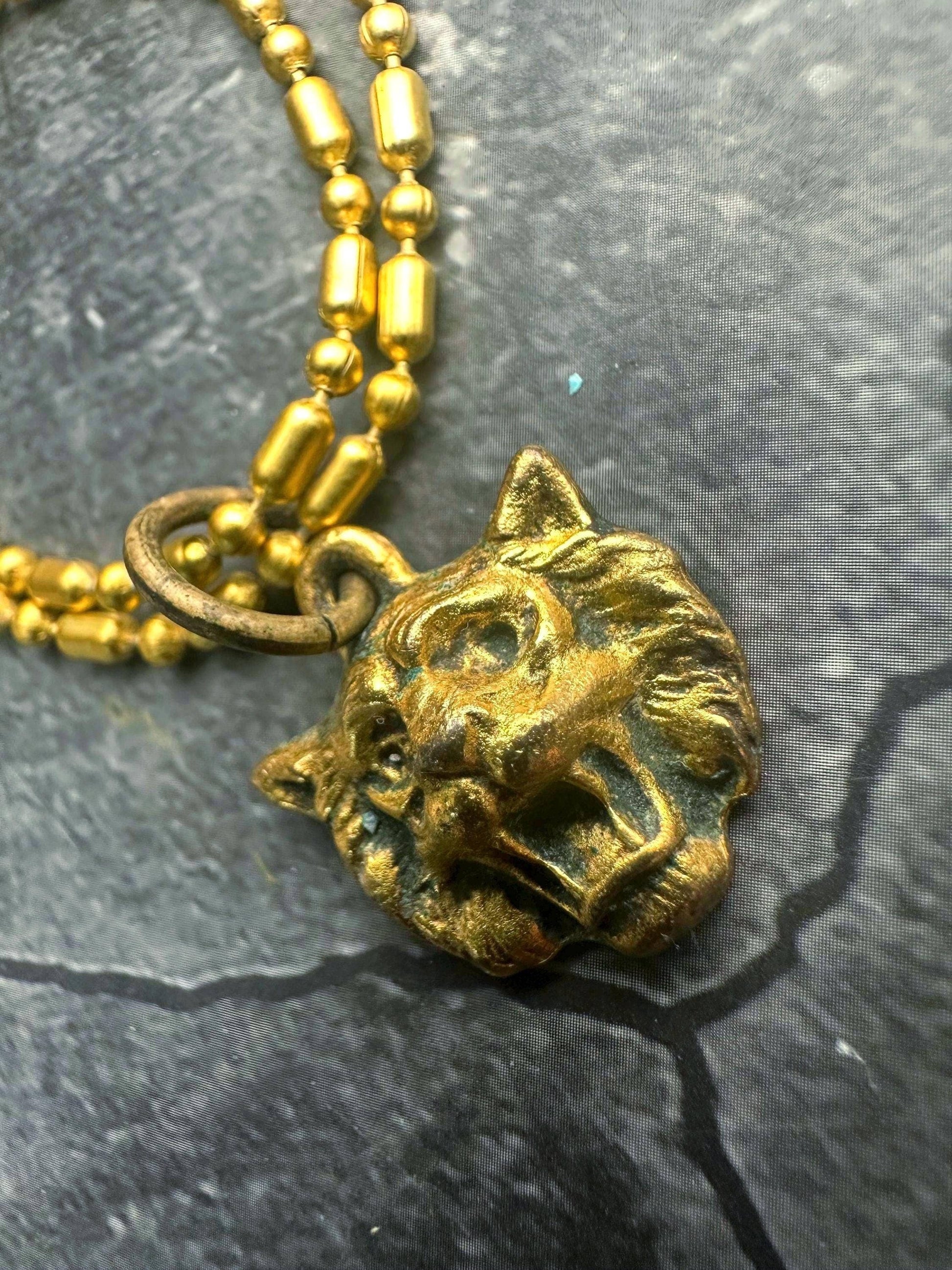 Wildcat Cougar Double Chain Necklace - 10k Gold Plated