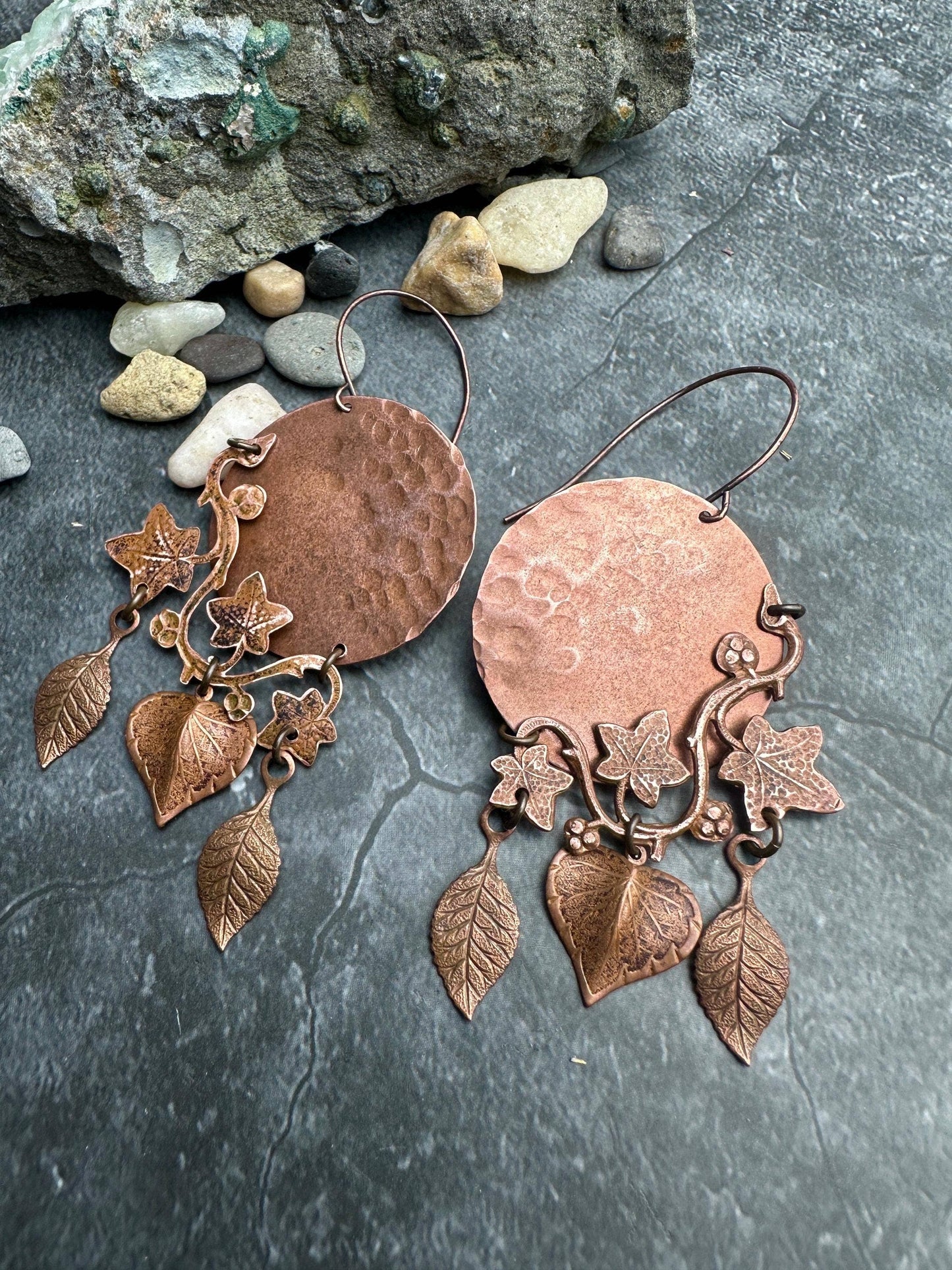 Ivy Moon Handcrafted Hammered Copper Earrings