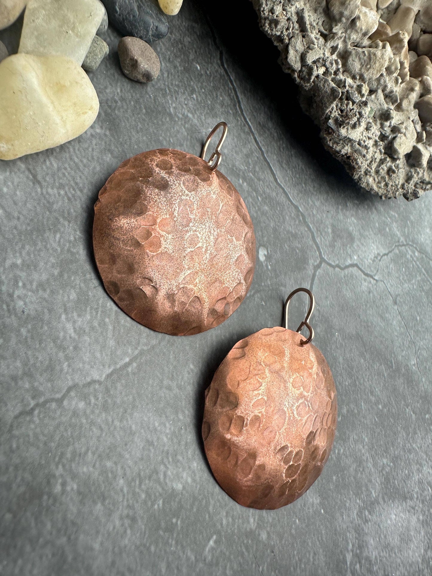Handcrafted Artisan Copper Dapped Disc Earrings